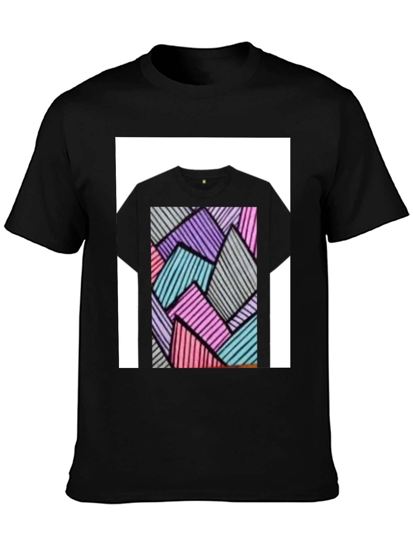 Abstract Geometric Black T-Shirt