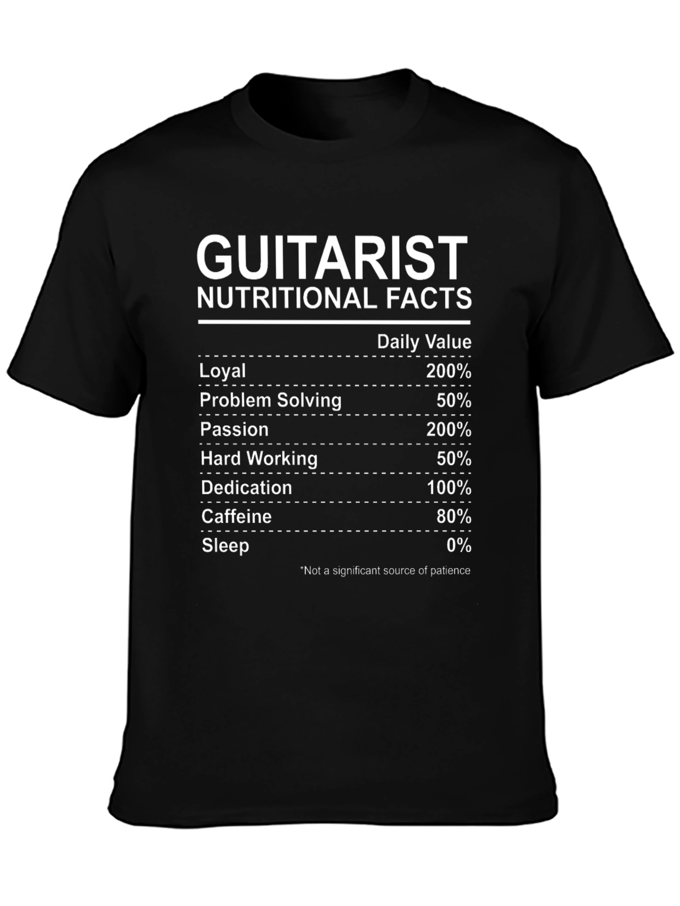 Guitarist Nutritional Facts T-Shirt