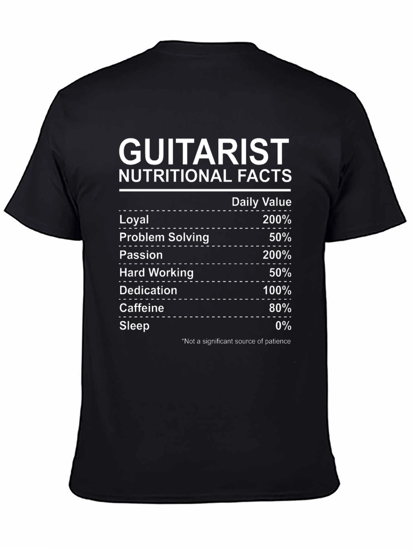 Guitarist Nutritional Facts T-Shirt