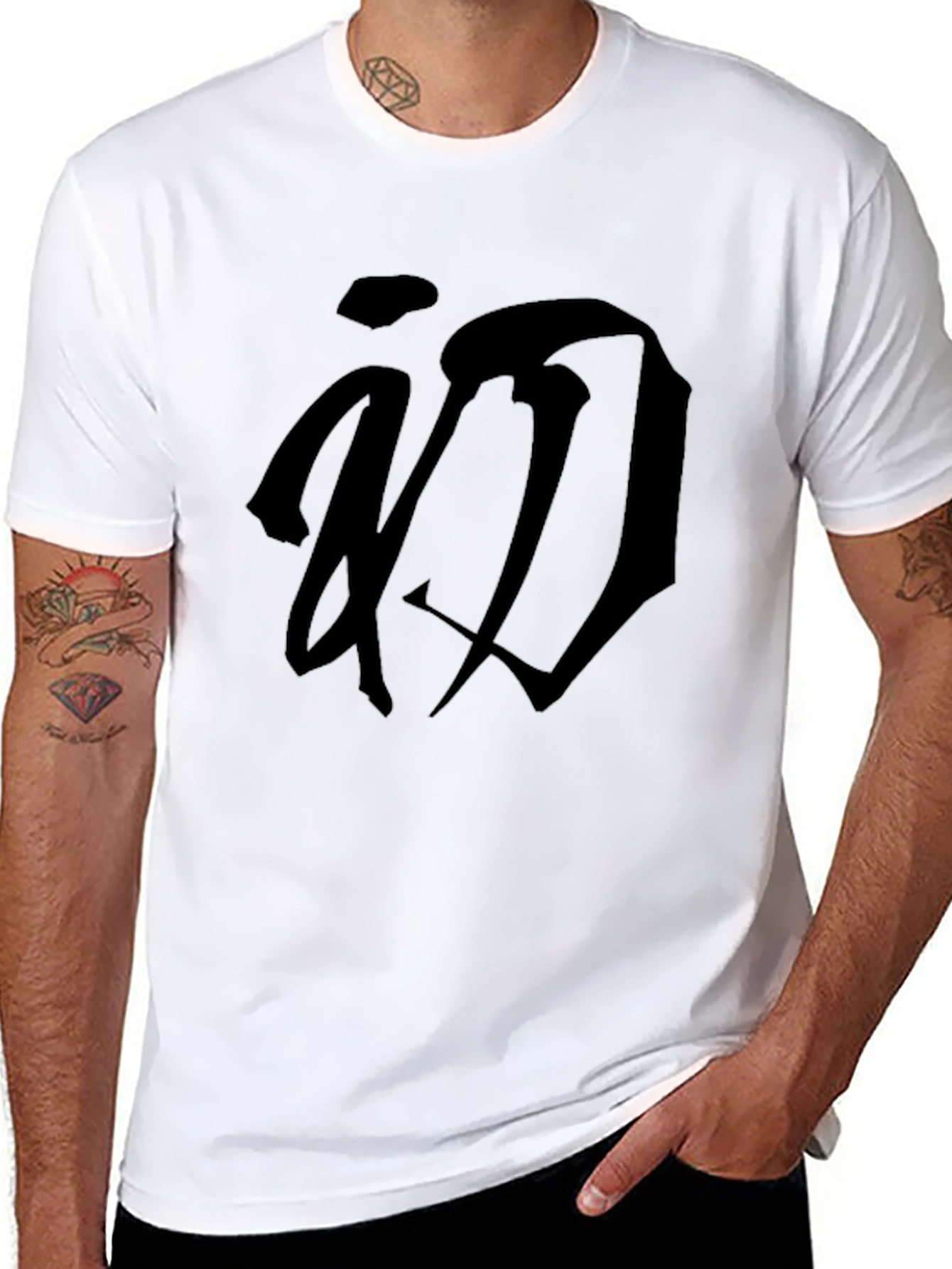 Black Graphic Tee - Stylish Kanji Design