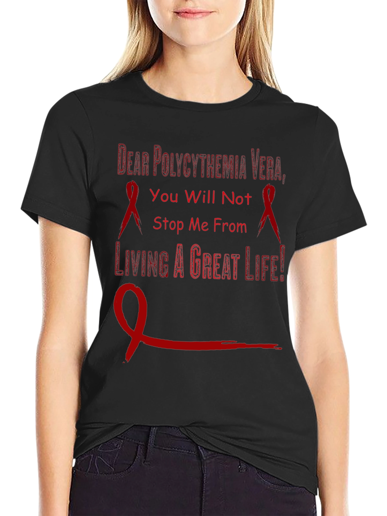 Polycythemia Vera Awareness T-Shirt - Never Give Up