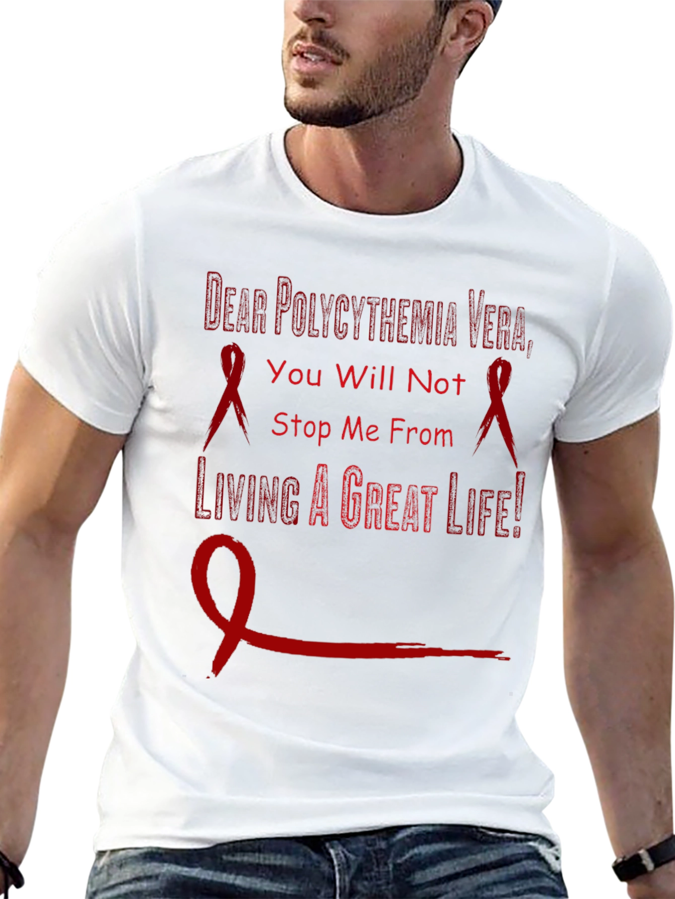 Polycythemia Vera Awareness T-Shirt - Never Give Up