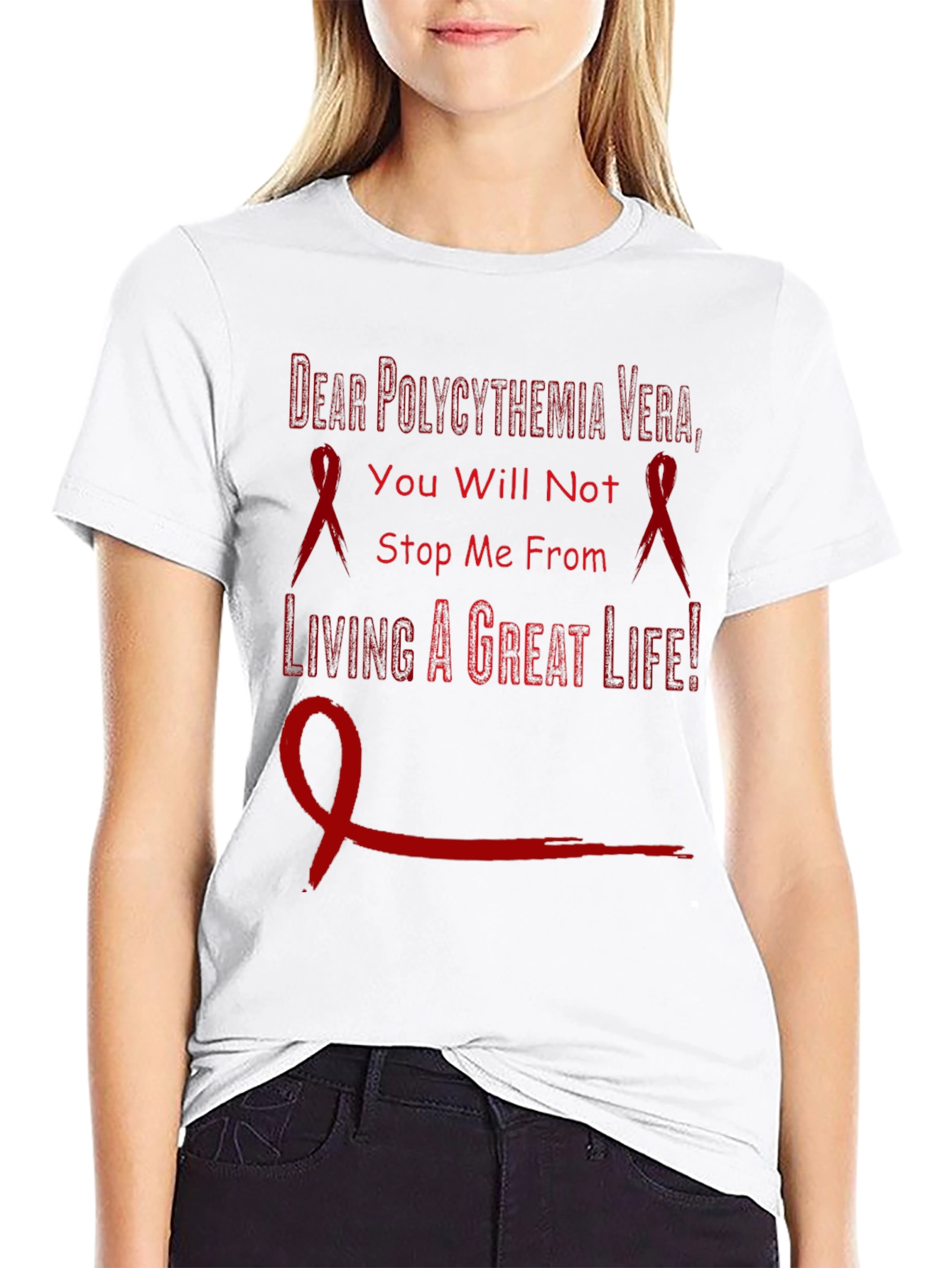 Polycythemia Vera Awareness T-Shirt - Never Give Up