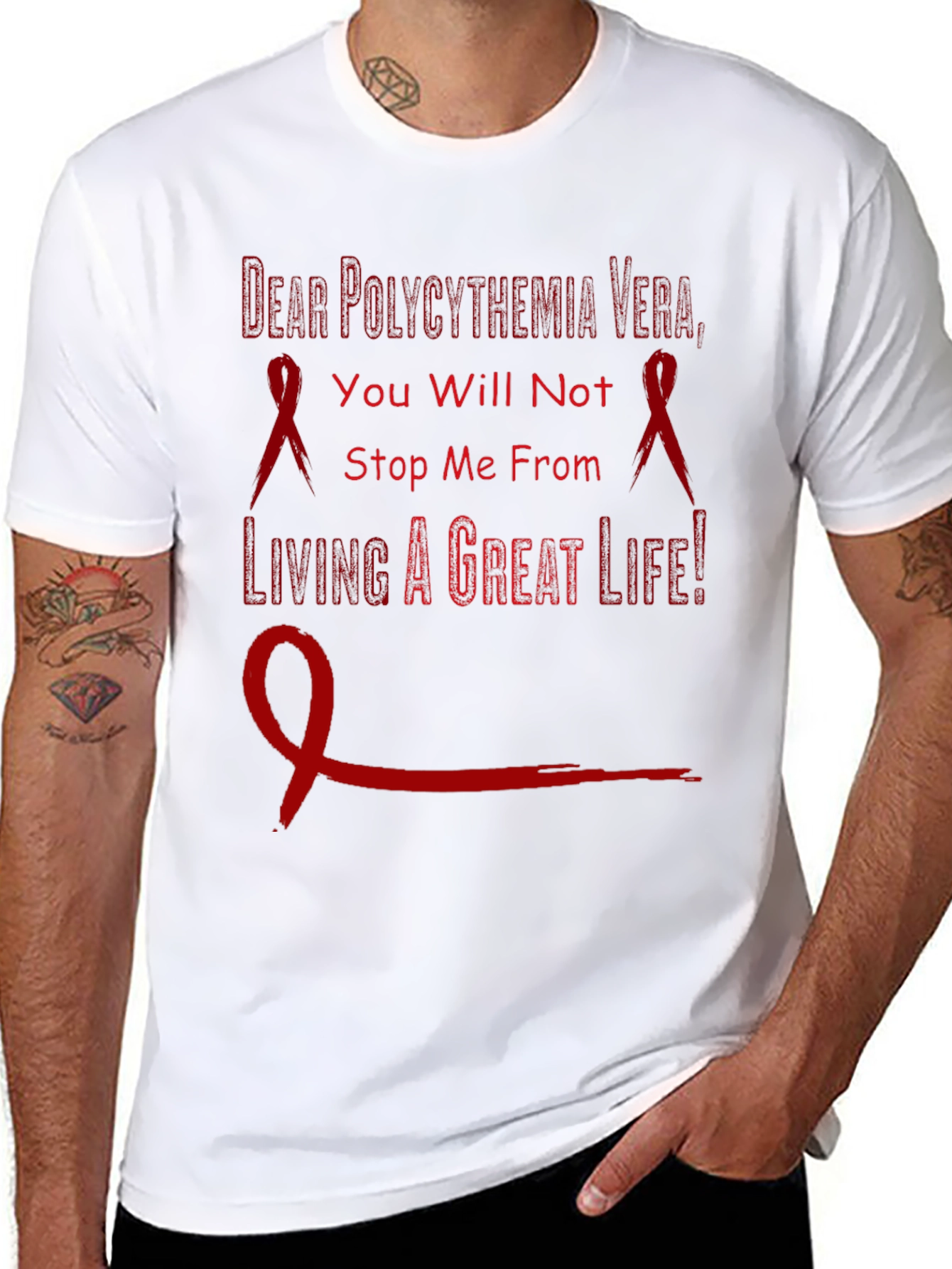 Polycythemia Vera Awareness T-Shirt - Never Give Up