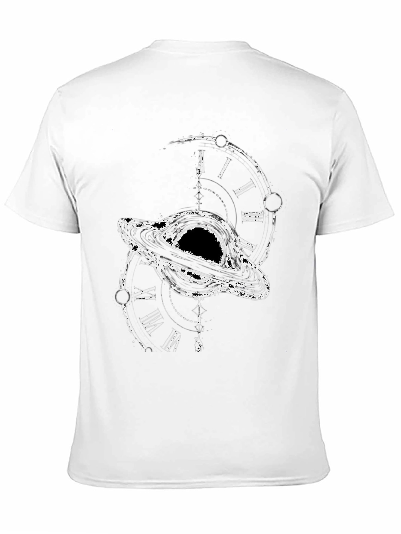 Black Hole Time Clock Graphic Tee - Modern Style