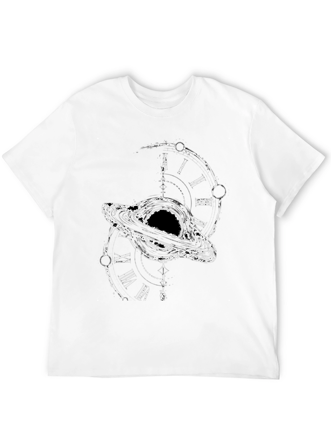 Black Hole Time Clock Graphic Tee - Modern Style