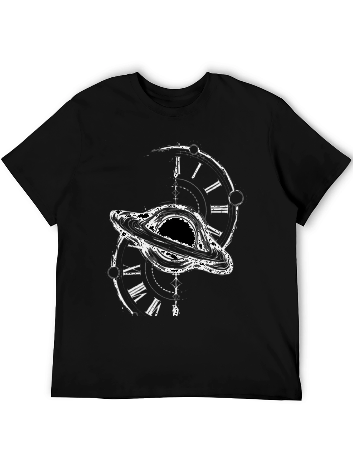 Black Hole Time Clock Graphic Tee - Modern Style