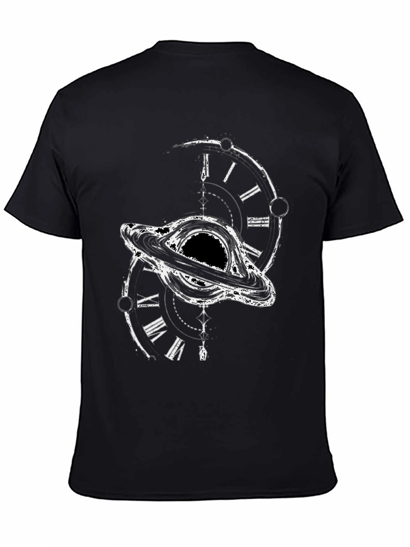 Black Hole Time Clock Graphic Tee - Modern Style
