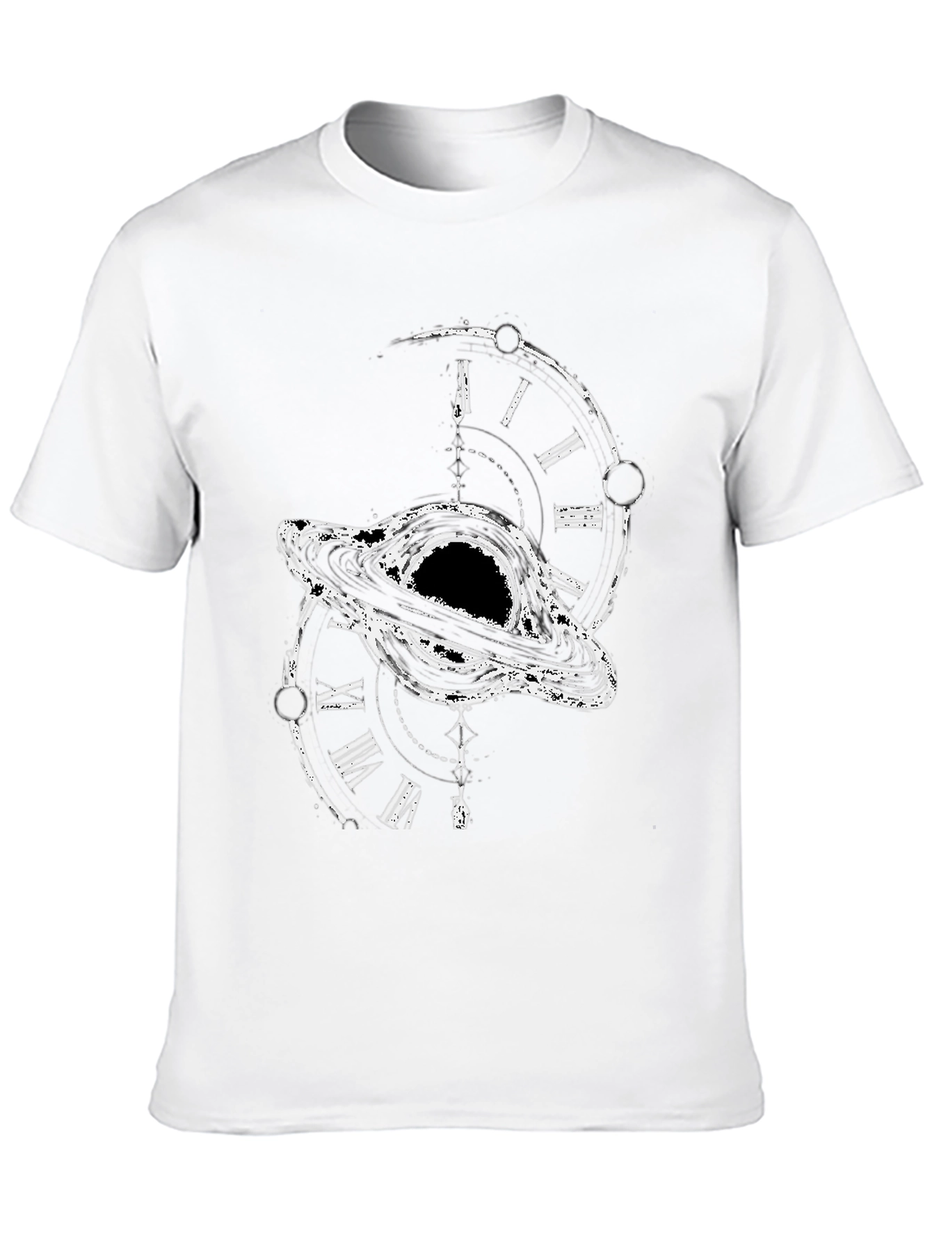 Black Hole Time Clock Graphic Tee - Modern Style