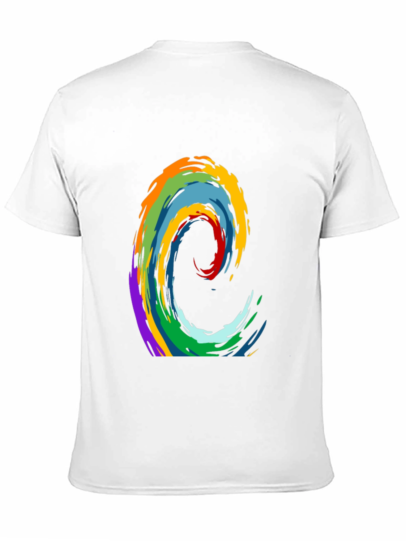 Rainbow Wave Graphic Print Black T-Shirt
