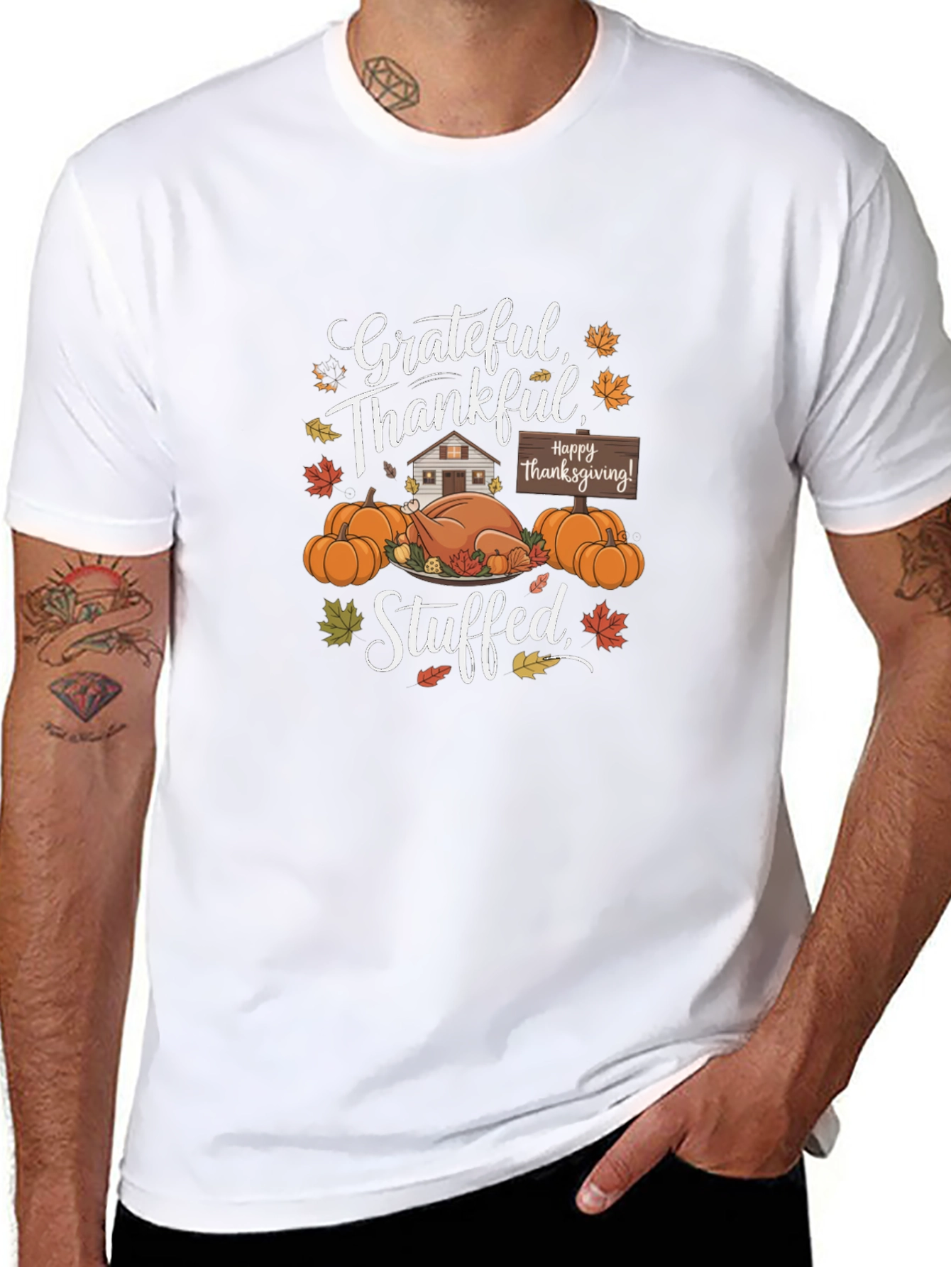 Grateful Thankful Stuffed Thanksgiving T-Shirt