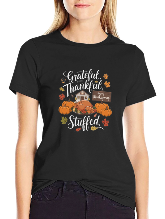 Grateful Thankful Stuffed Thanksgiving T-Shirt