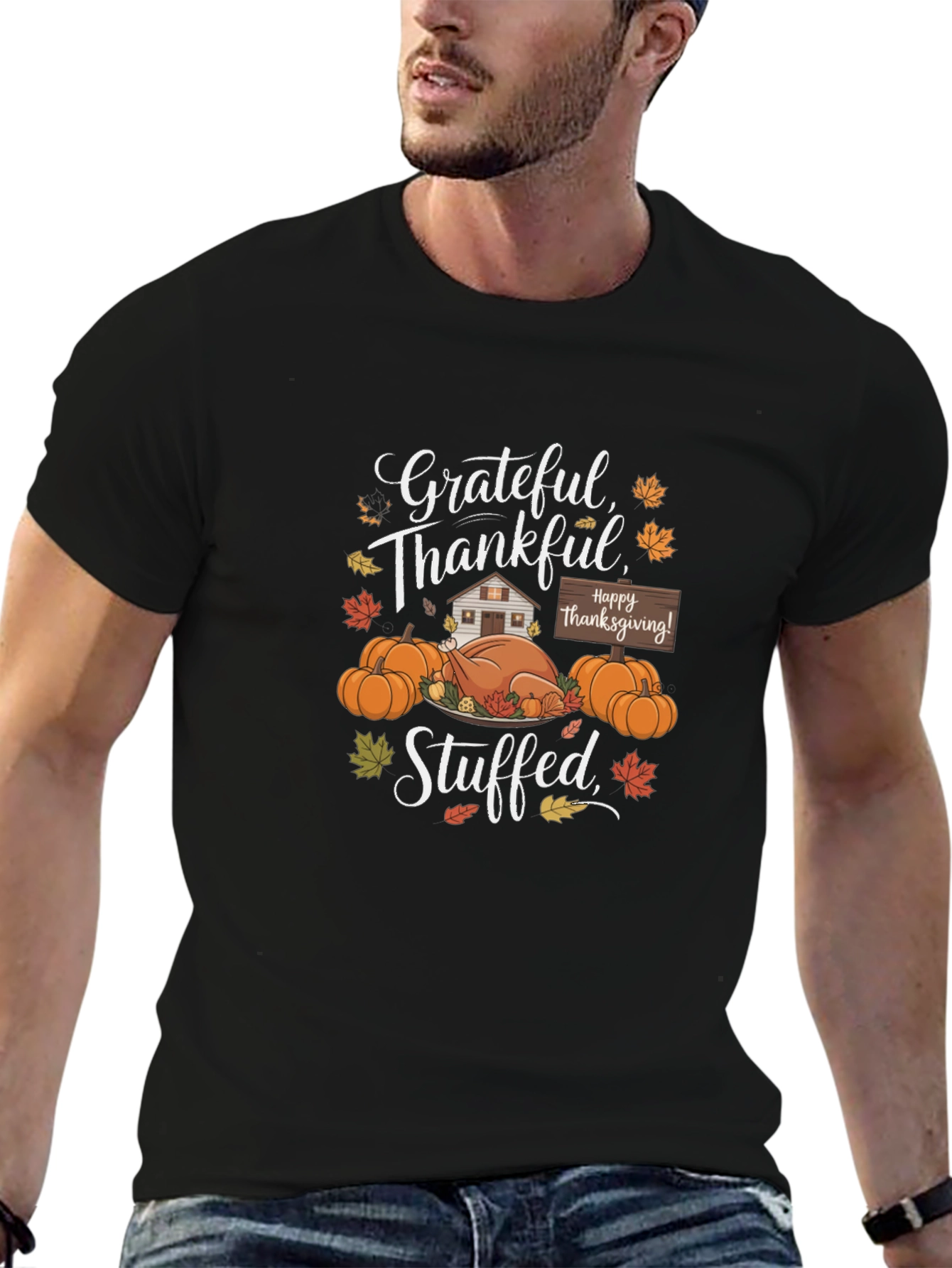 Grateful Thankful Stuffed Thanksgiving T-Shirt