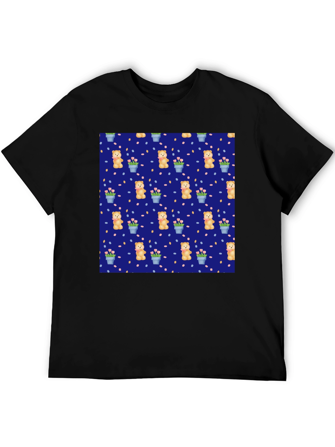 Teddy Bear & Flower Pattern Tee