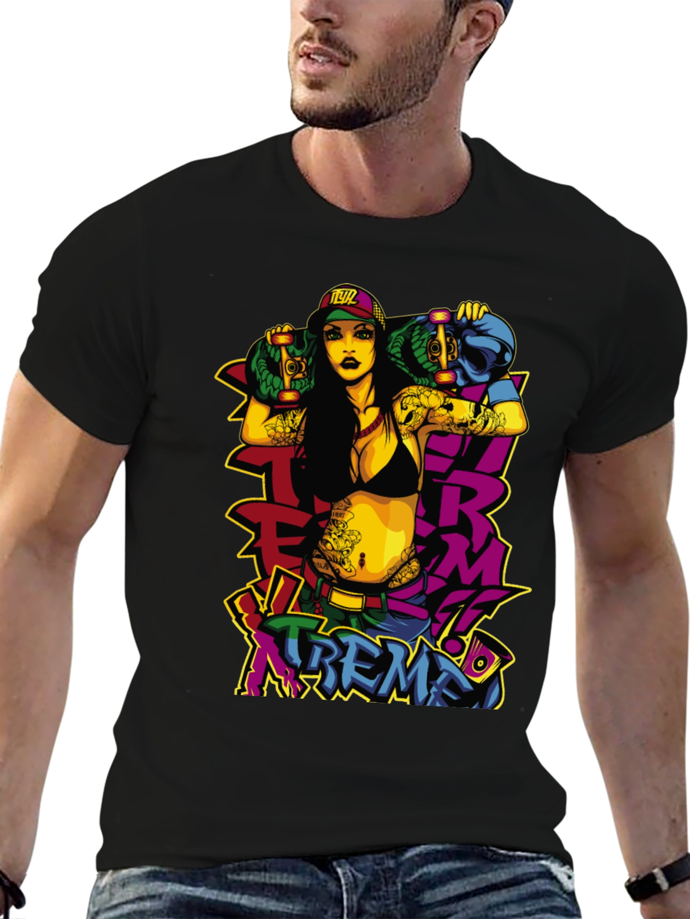 Edgy Skateboard Graphic Tee - XTREME Style