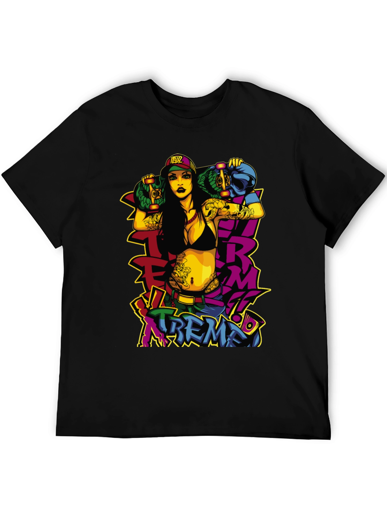 Edgy Skateboard Graphic Tee - XTREME Style