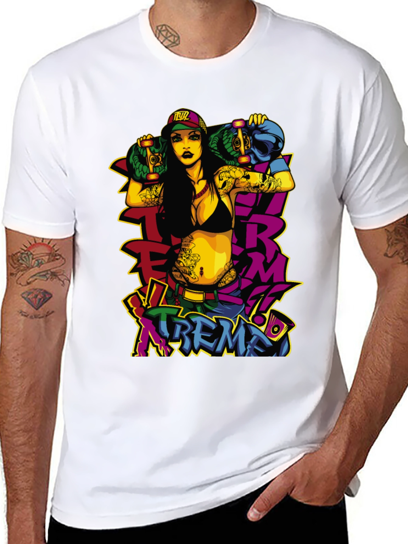 Edgy Skateboard Graphic Tee - XTREME Style