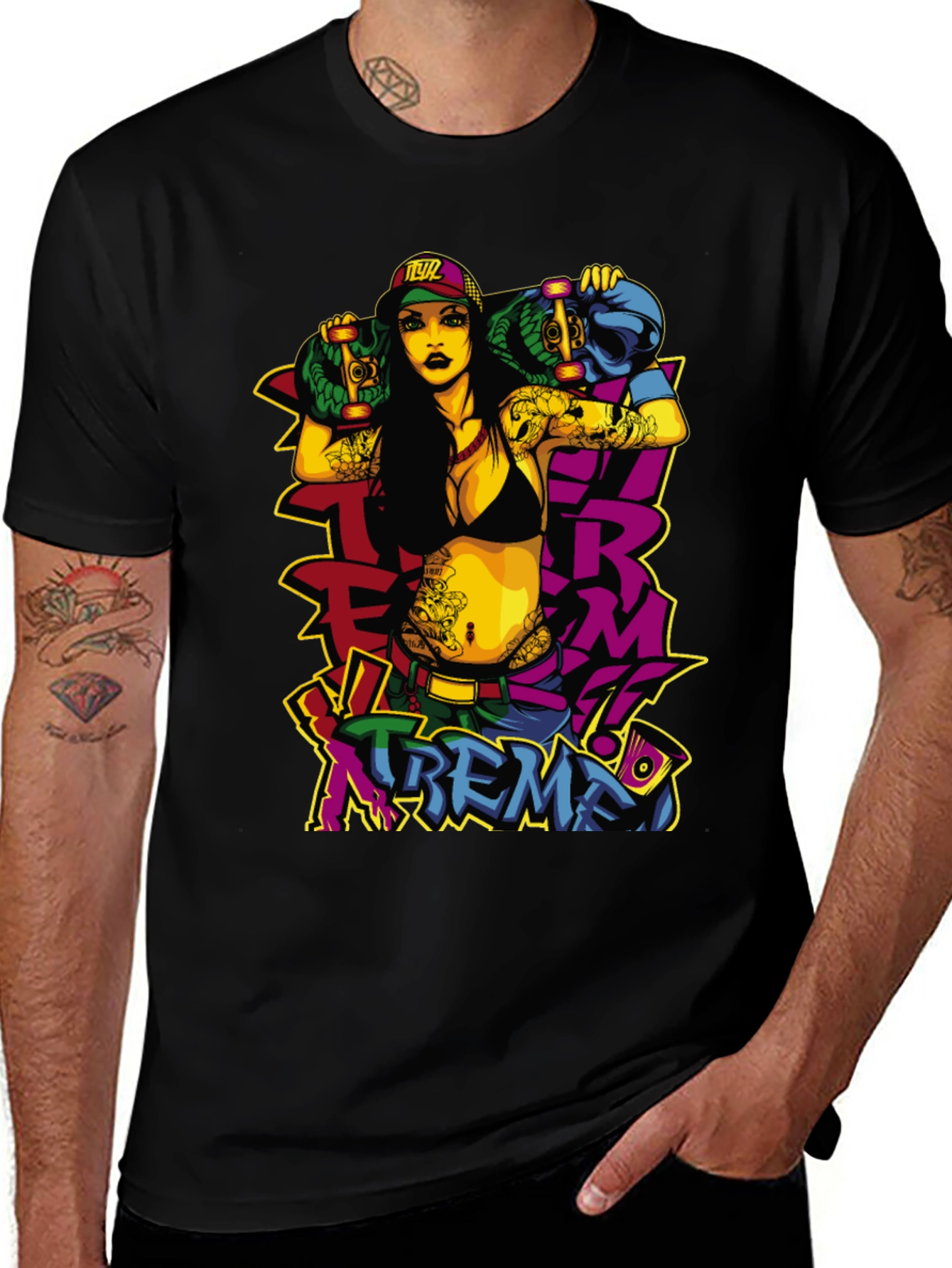 Edgy Skateboard Graphic Tee - XTREME Style