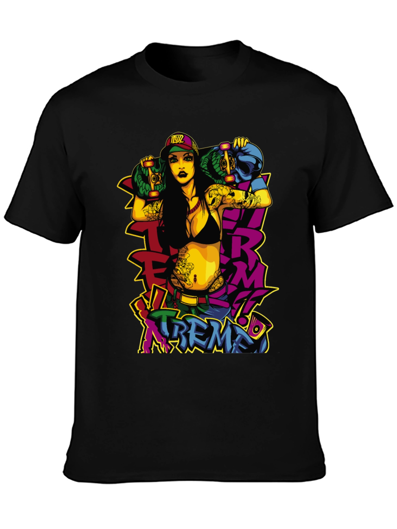 Edgy Skateboard Graphic Tee - XTREME Style