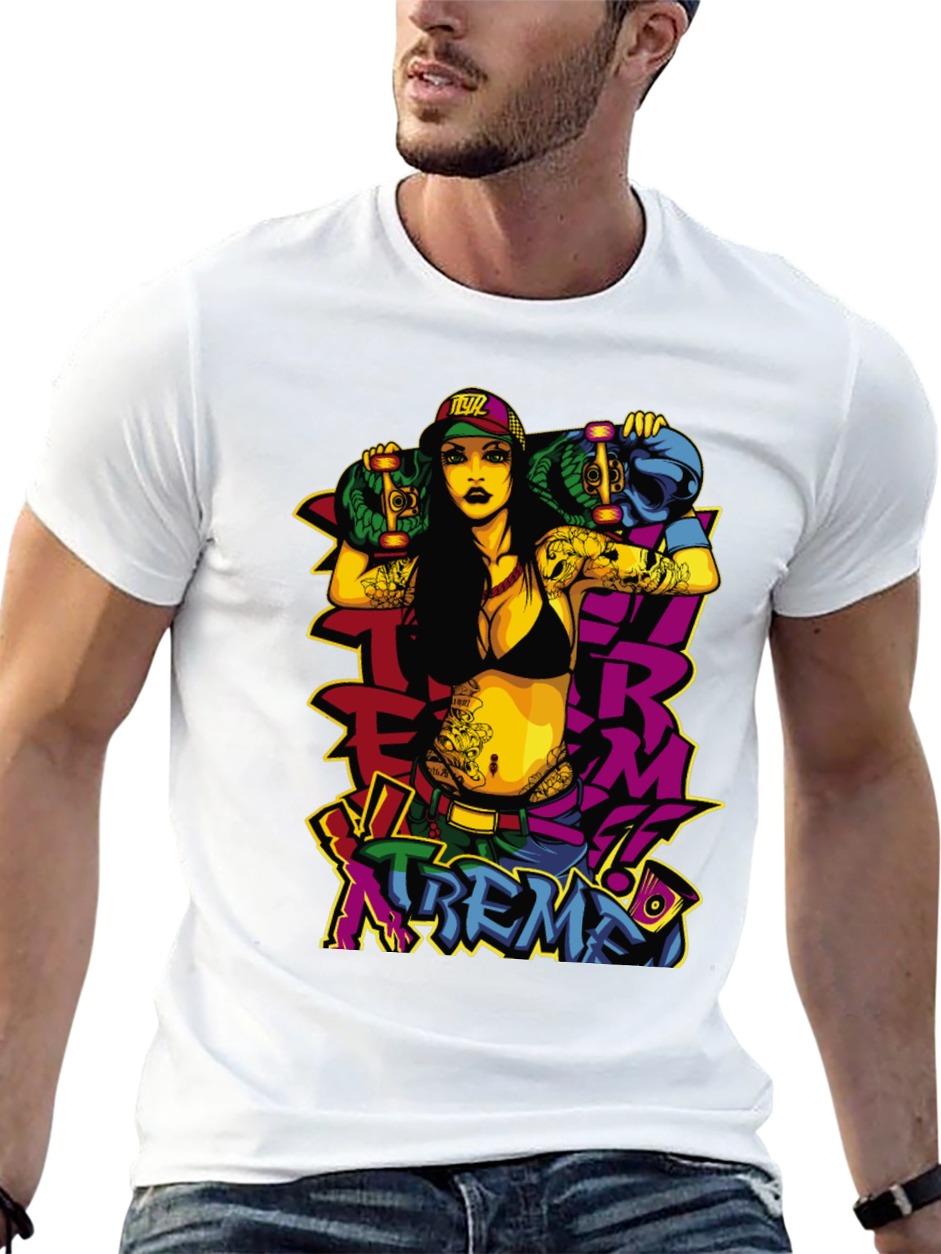 Edgy Skateboard Graphic Tee - XTREME Style