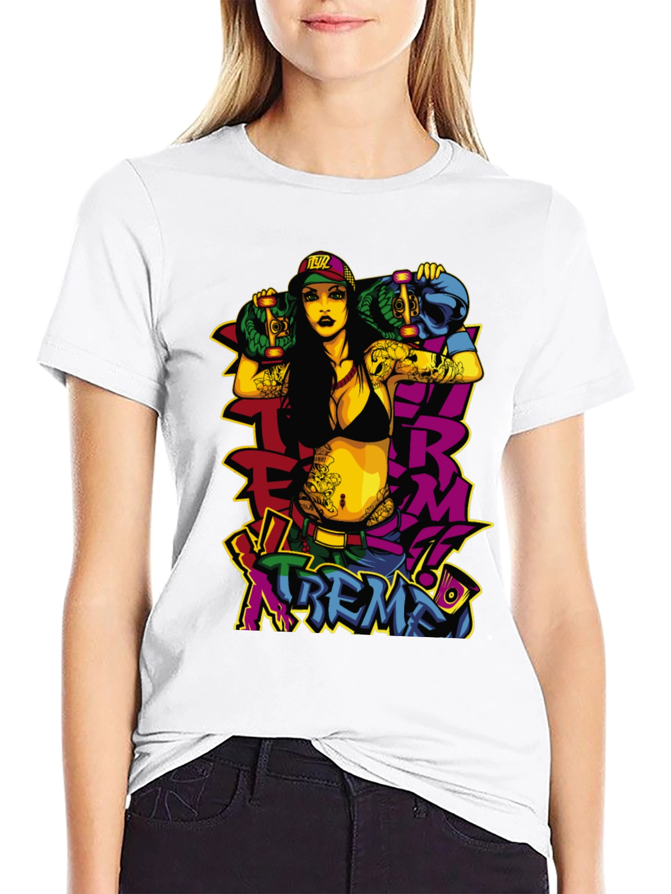 Edgy Skateboard Graphic Tee - XTREME Style