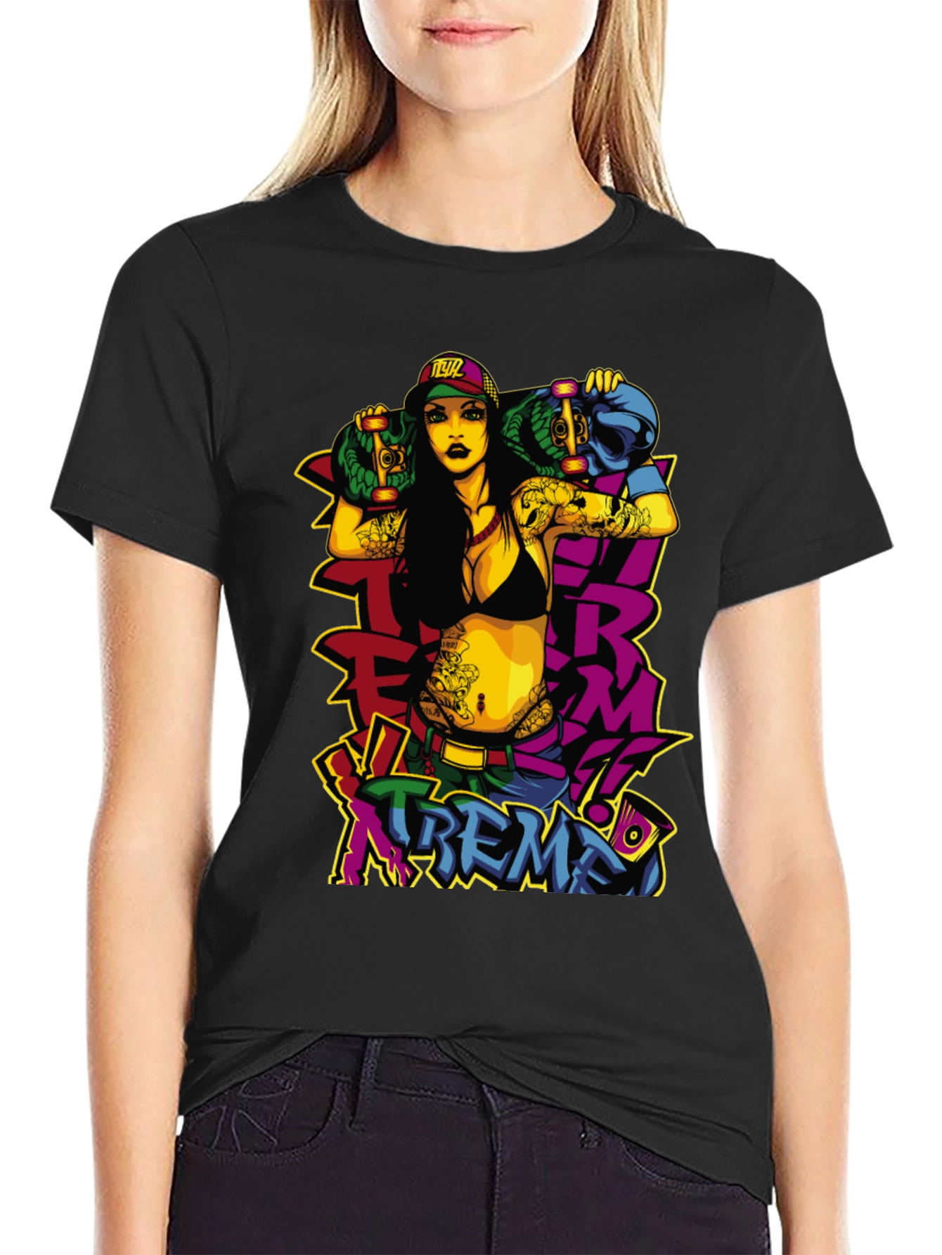 Edgy Skateboard Graphic Tee - XTREME Style