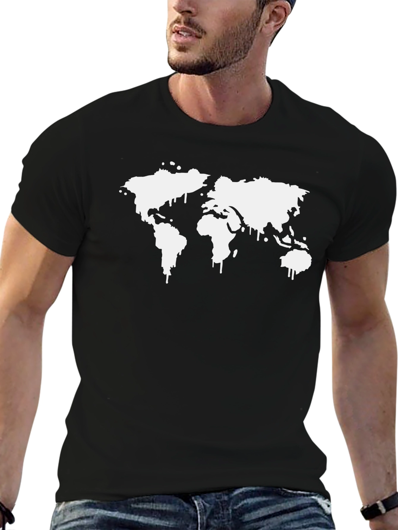 World Map Graphic Tee - Black