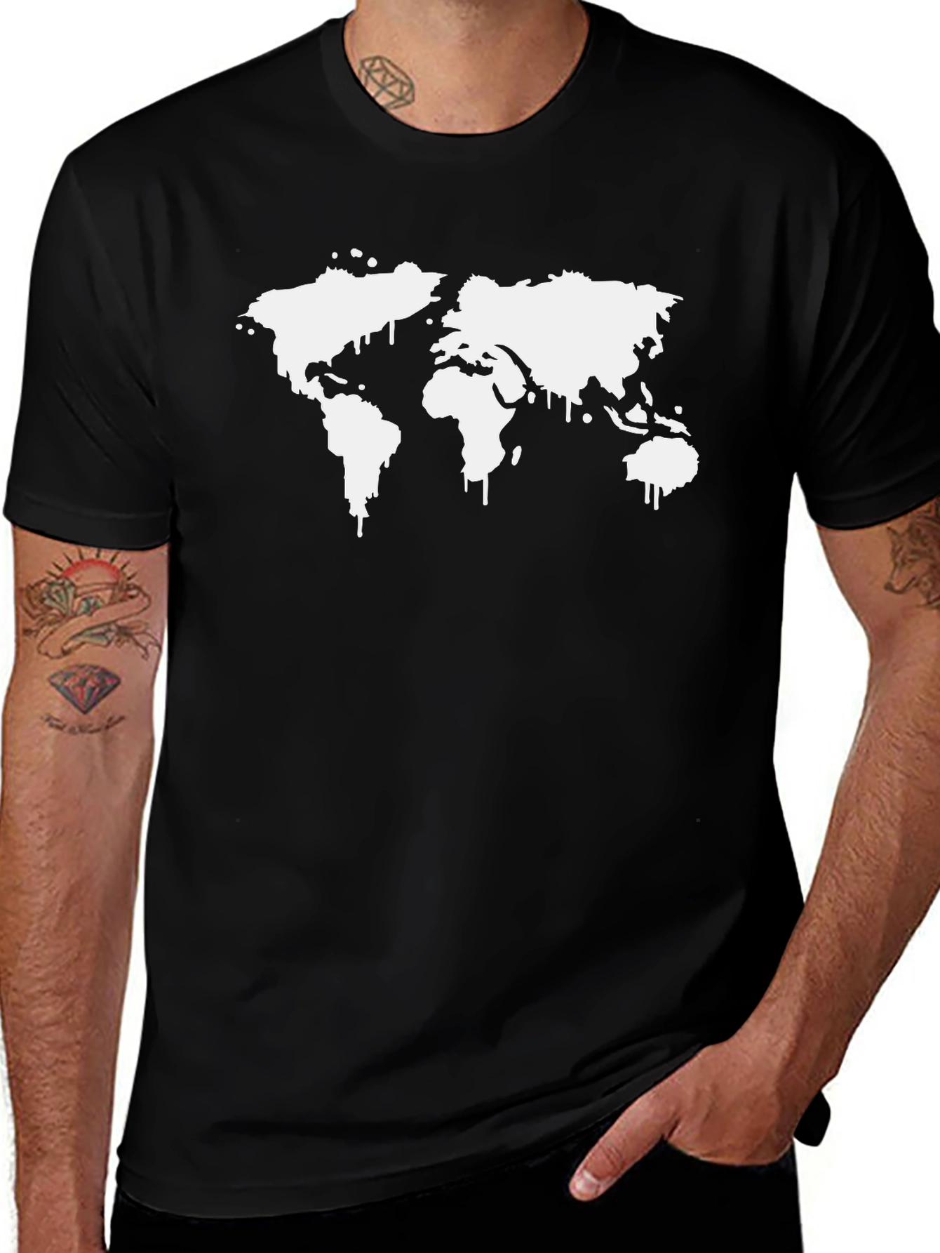 World Map Graphic Tee - Black