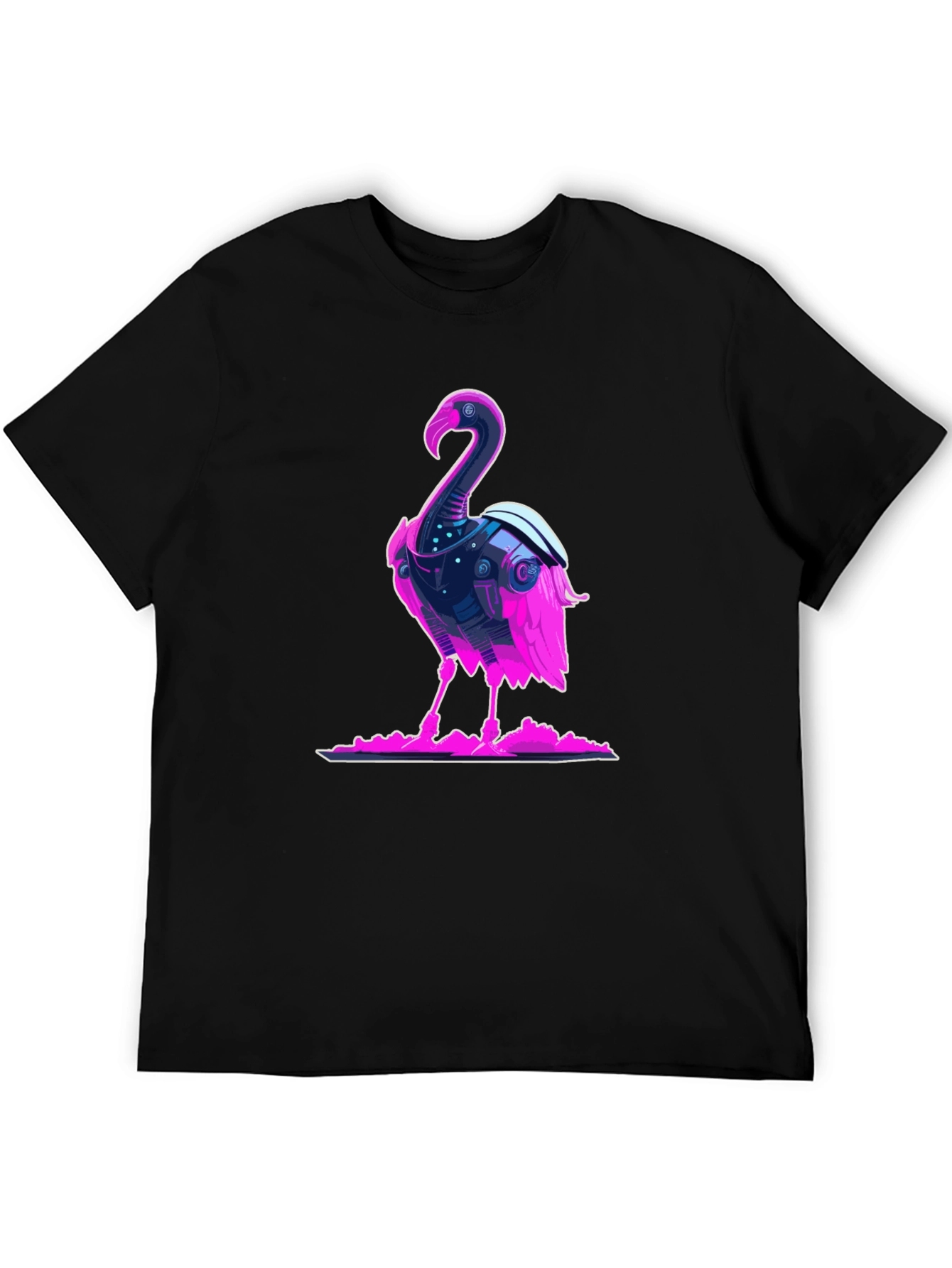 Cyberpunk Flamingo Graphic Tee - Cool Novelty T-Shirt