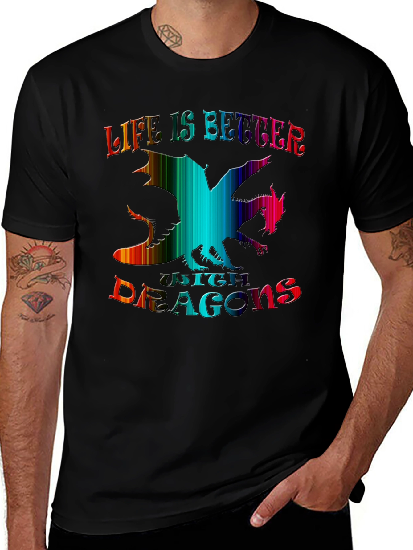 Life is Better with Dragons Black Graphic Tee