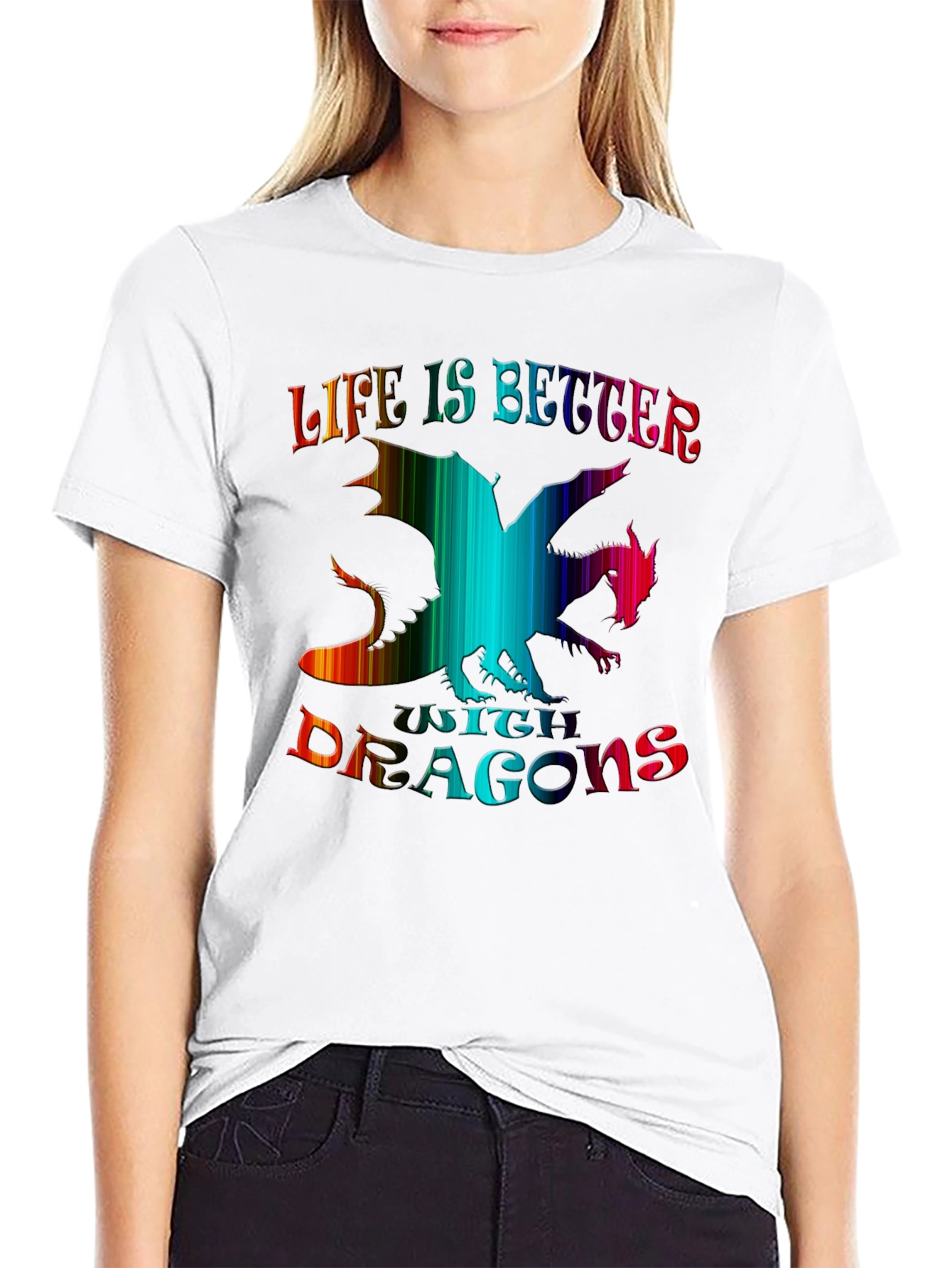 Life is Better with Dragons Black Graphic Tee