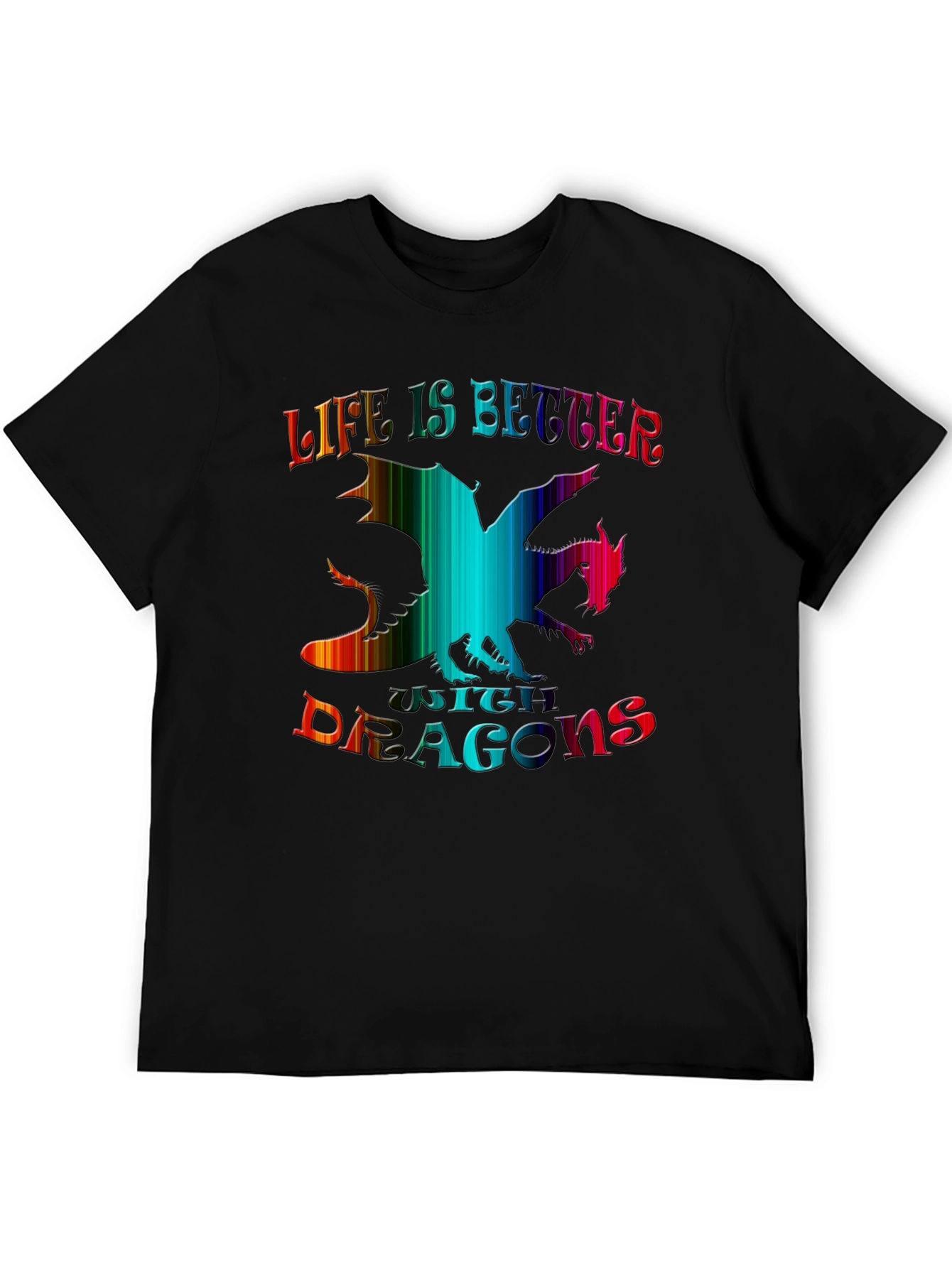 Life is Better with Dragons Black Graphic Tee