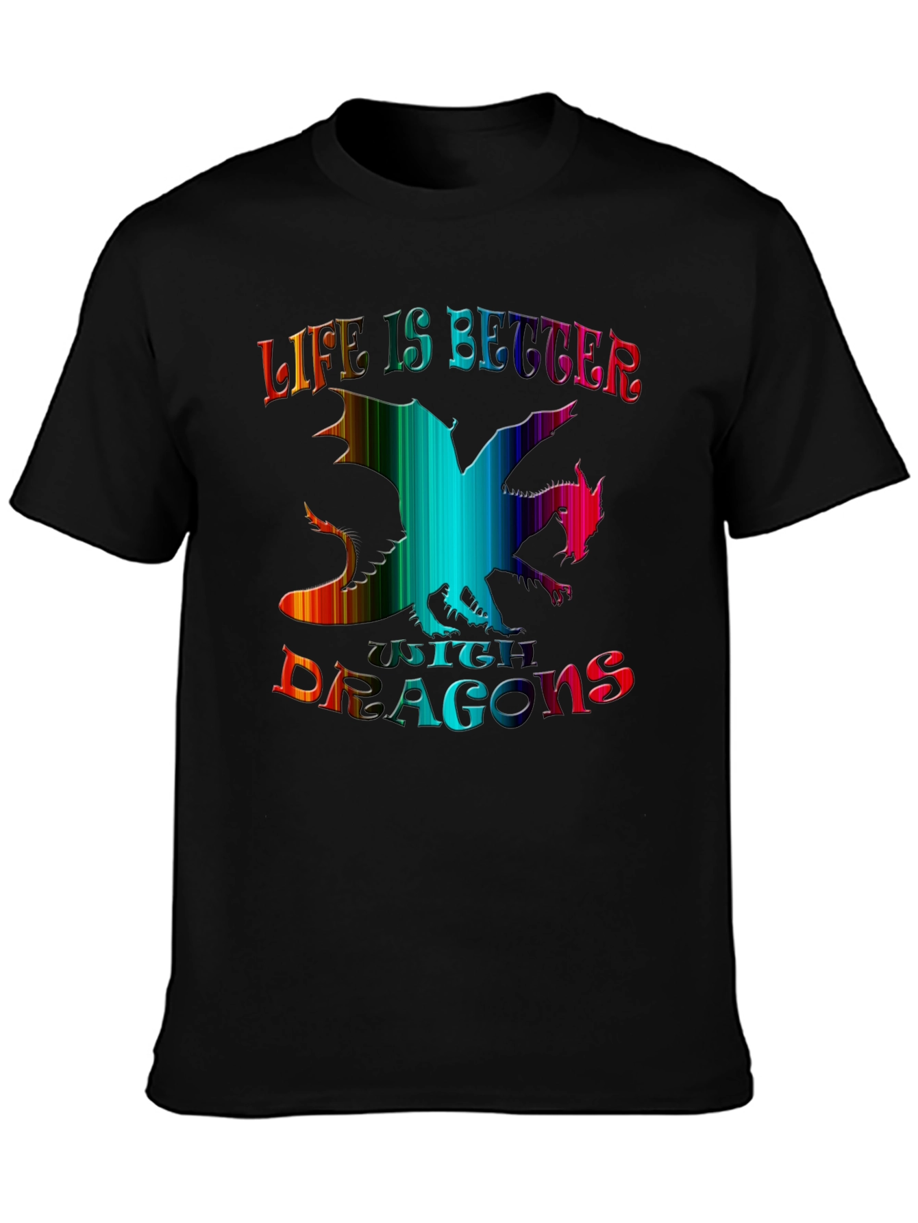 Life is Better with Dragons Black Graphic Tee
