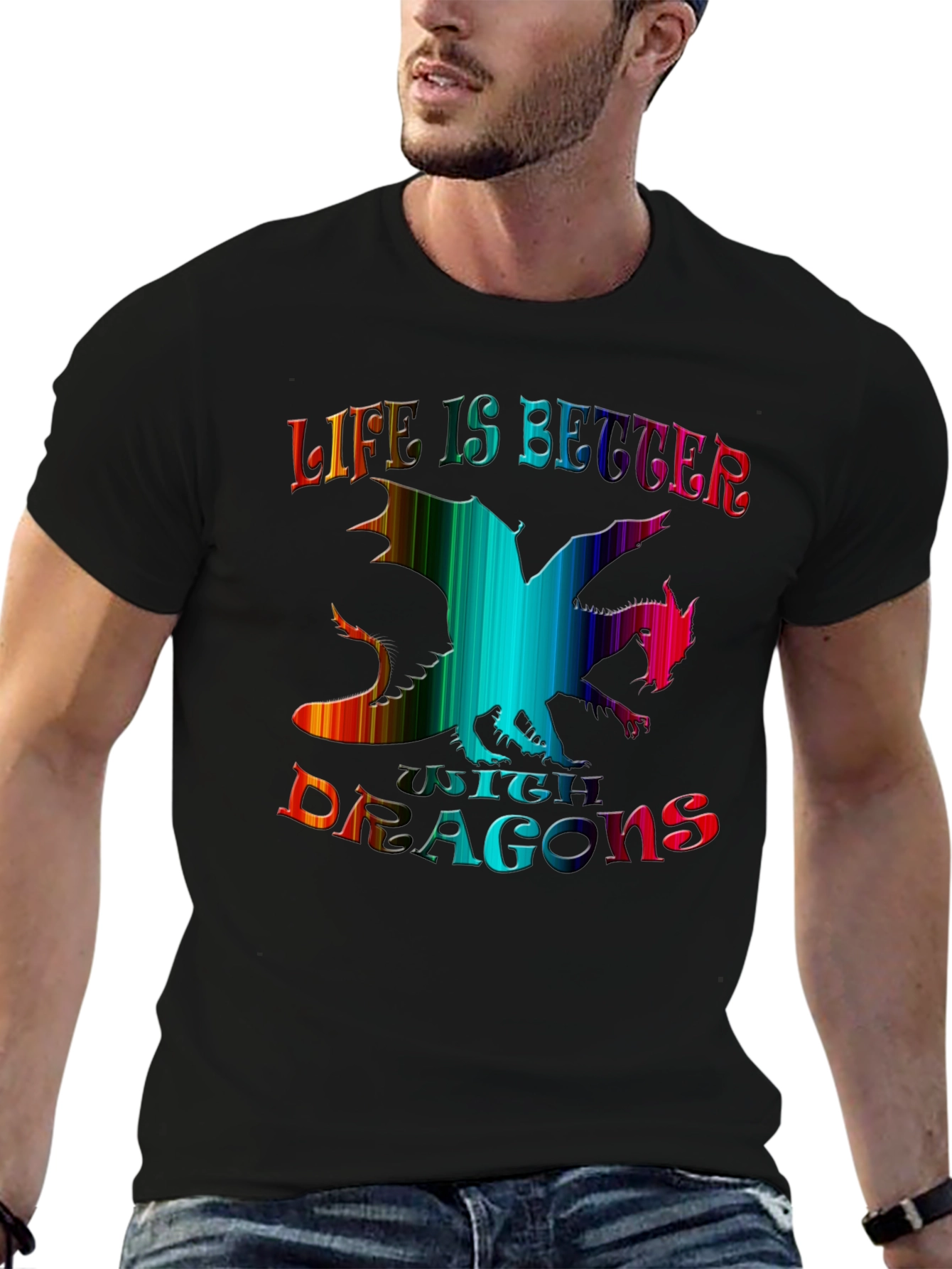Life is Better with Dragons Black Graphic Tee