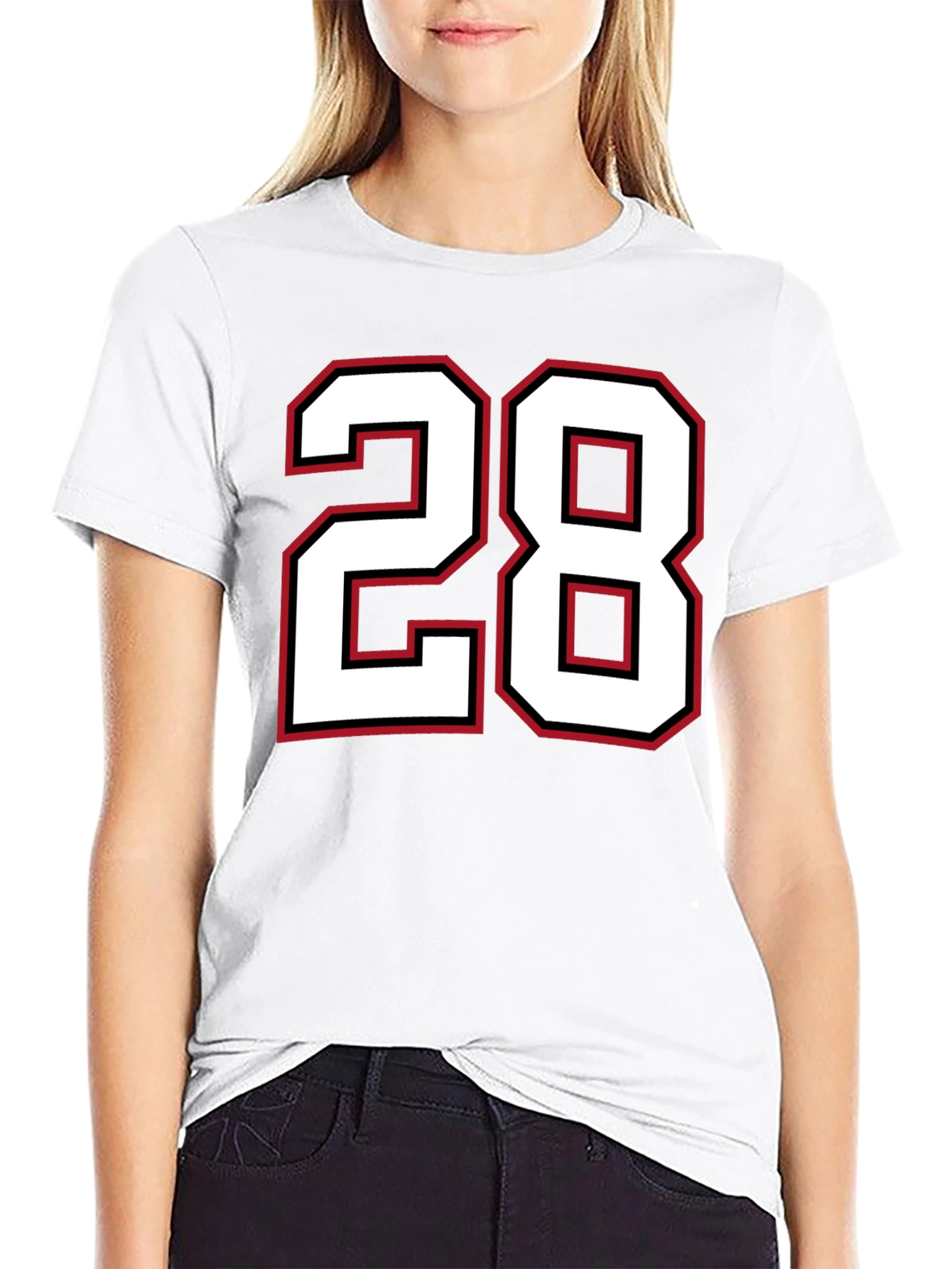 Black T-Shirt with Number 28 Graphic