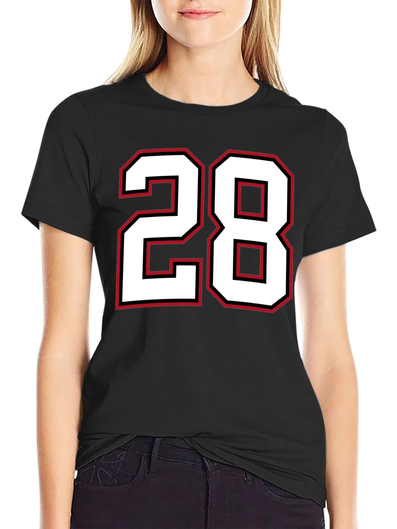 Black T-Shirt with Number 28 Graphic