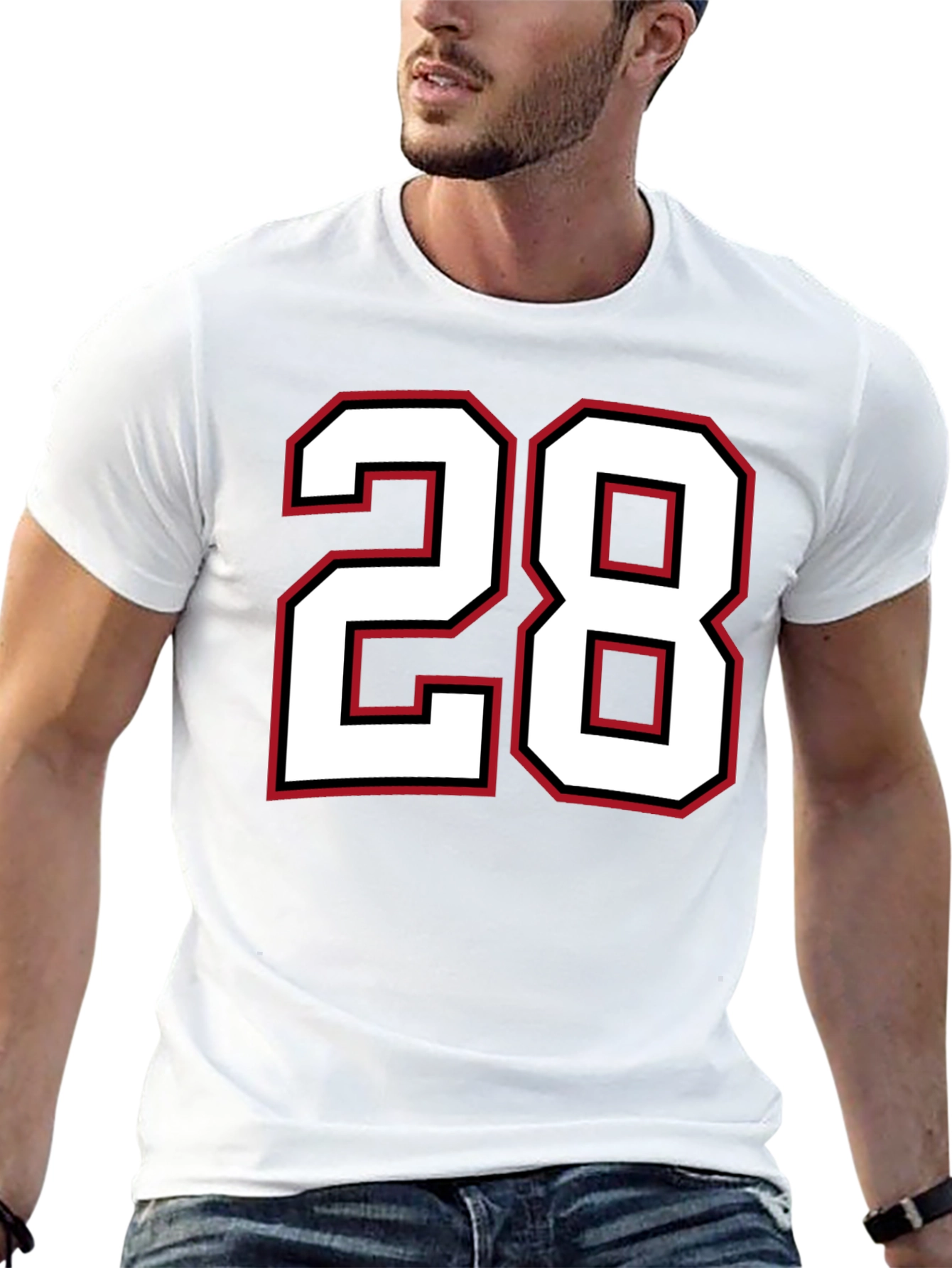 Black T-Shirt with Number 28 Graphic