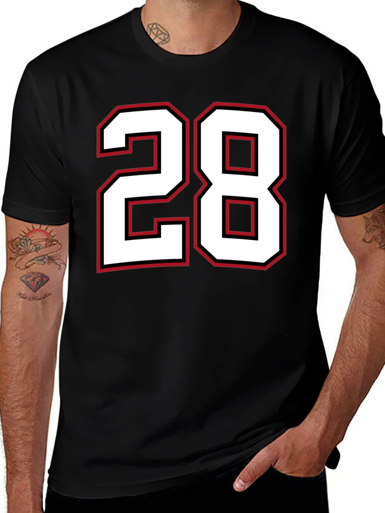Black T-Shirt with Number 28 Graphic
