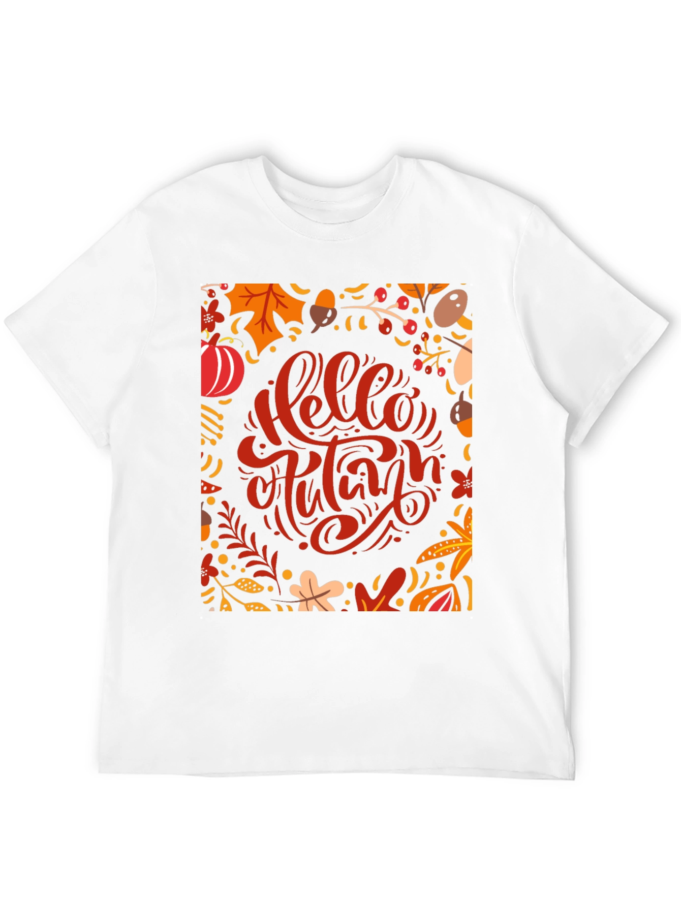 Hello Autumn Graphic Tee - Black Cotton T-Shirt