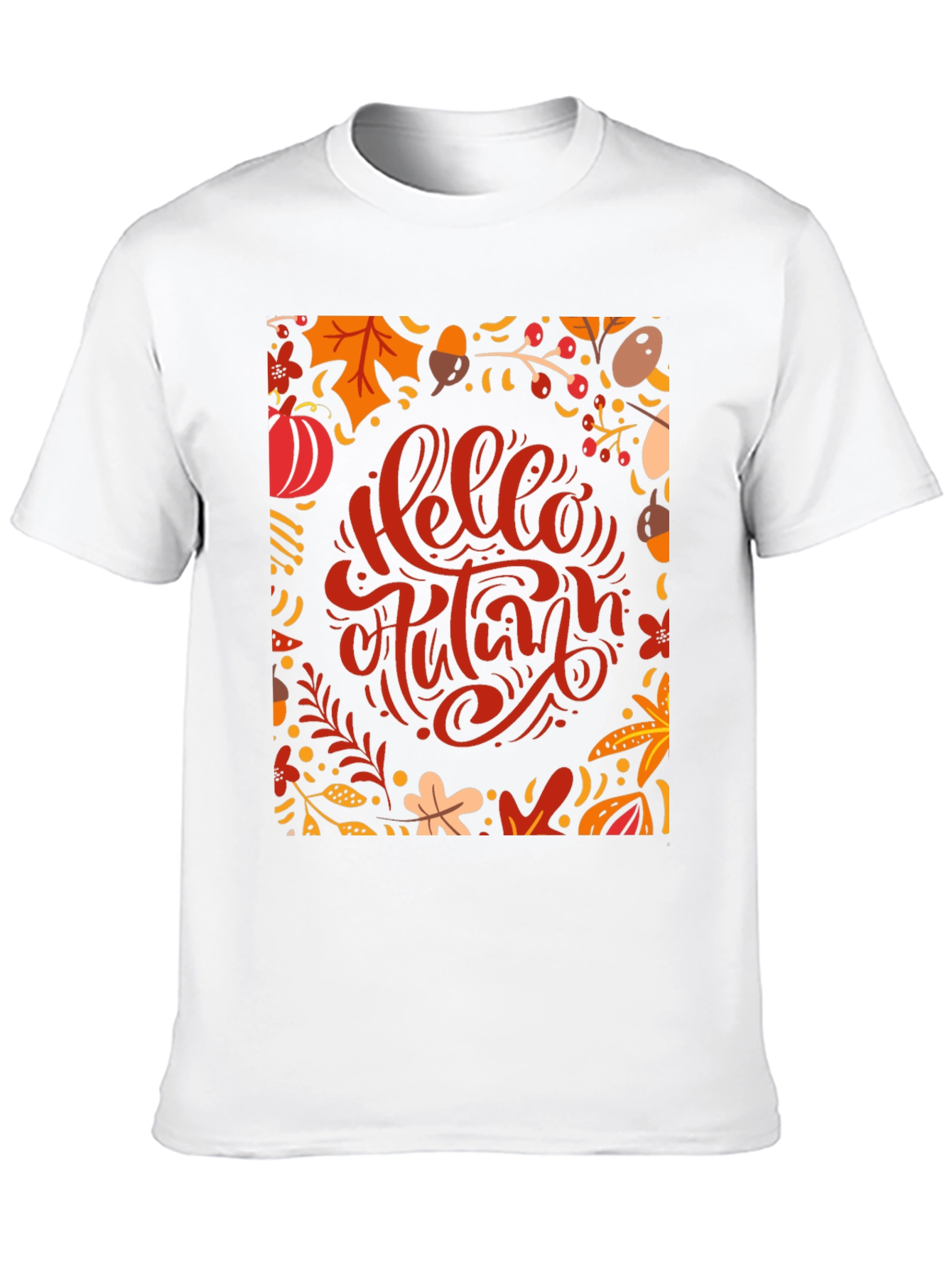 Hello Autumn Graphic Tee - Black Cotton T-Shirt