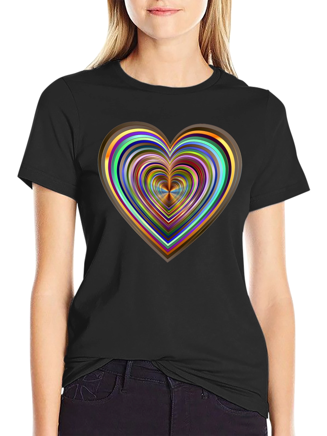 Abstract Heart Graphic Tee - Stylish Mens Black T-Shirt