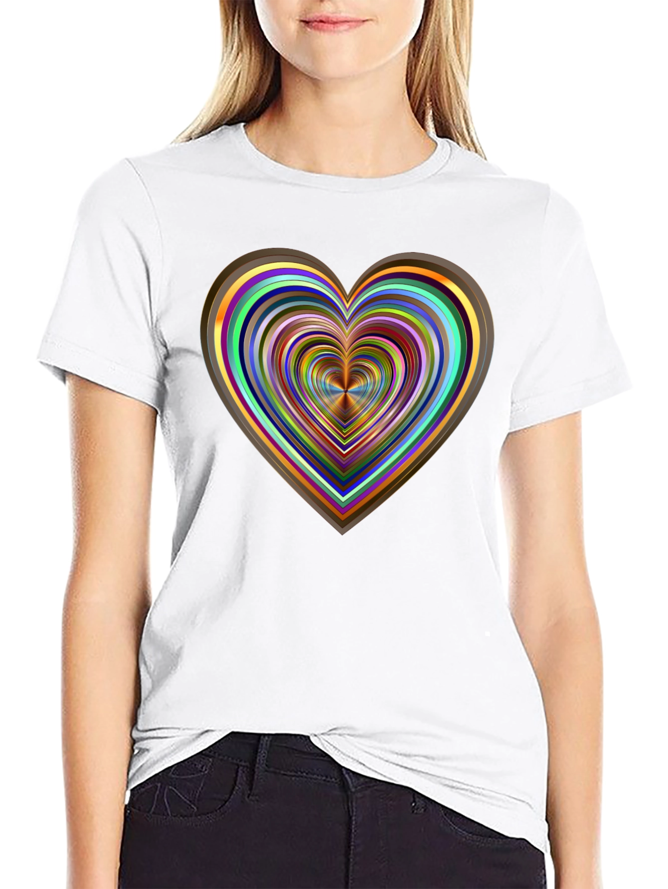 Abstract Heart Graphic Tee - Stylish Mens Black T-Shirt