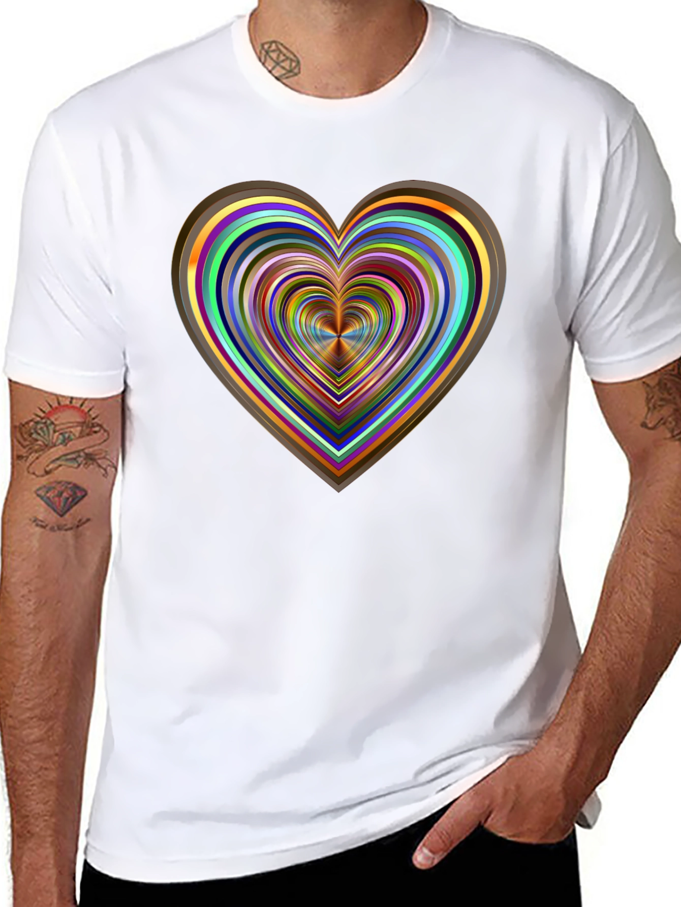 Abstract Heart Graphic Tee - Stylish Mens Black T-Shirt