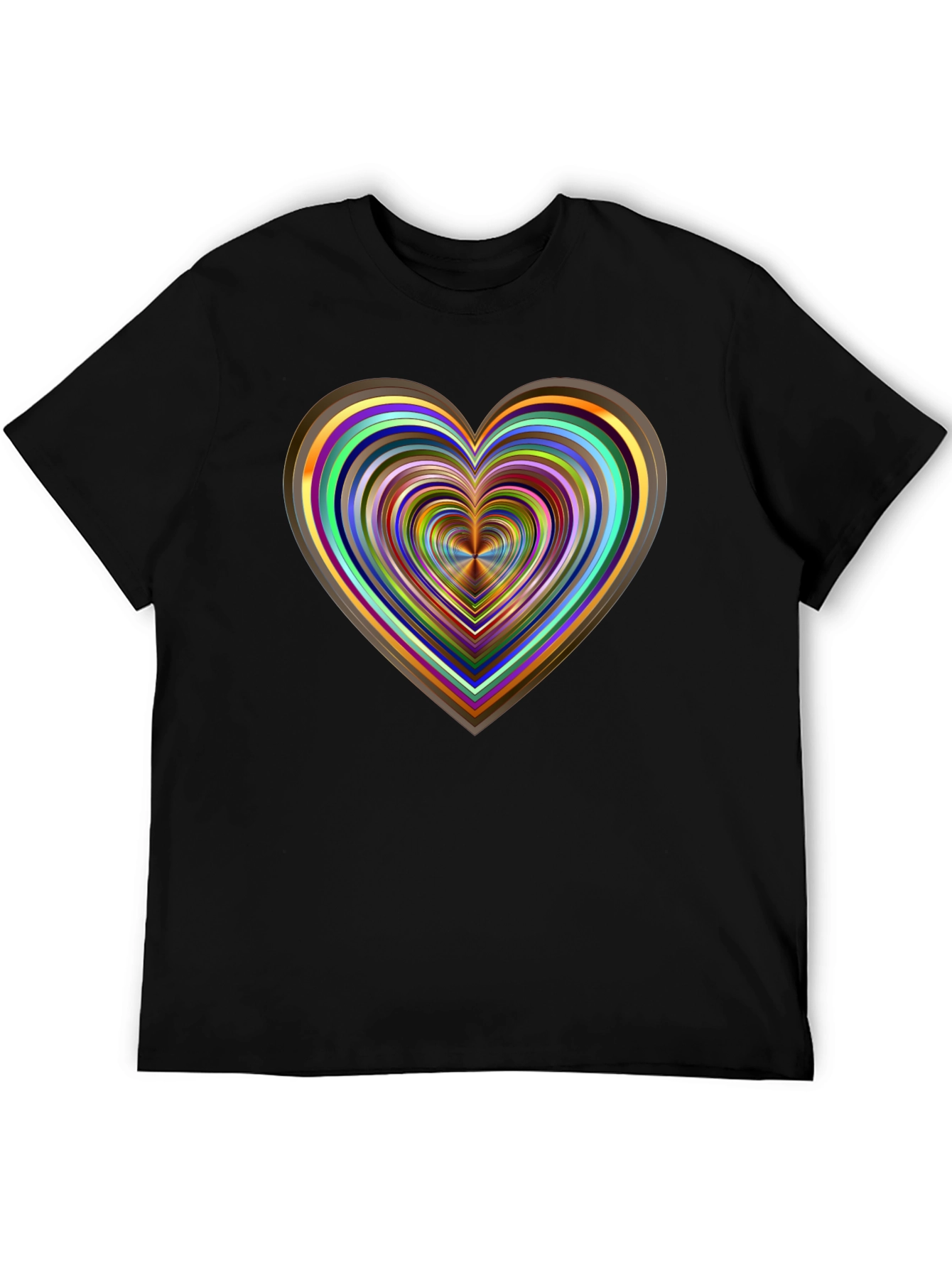 Abstract Heart Graphic Tee - Stylish Mens Black T-Shirt