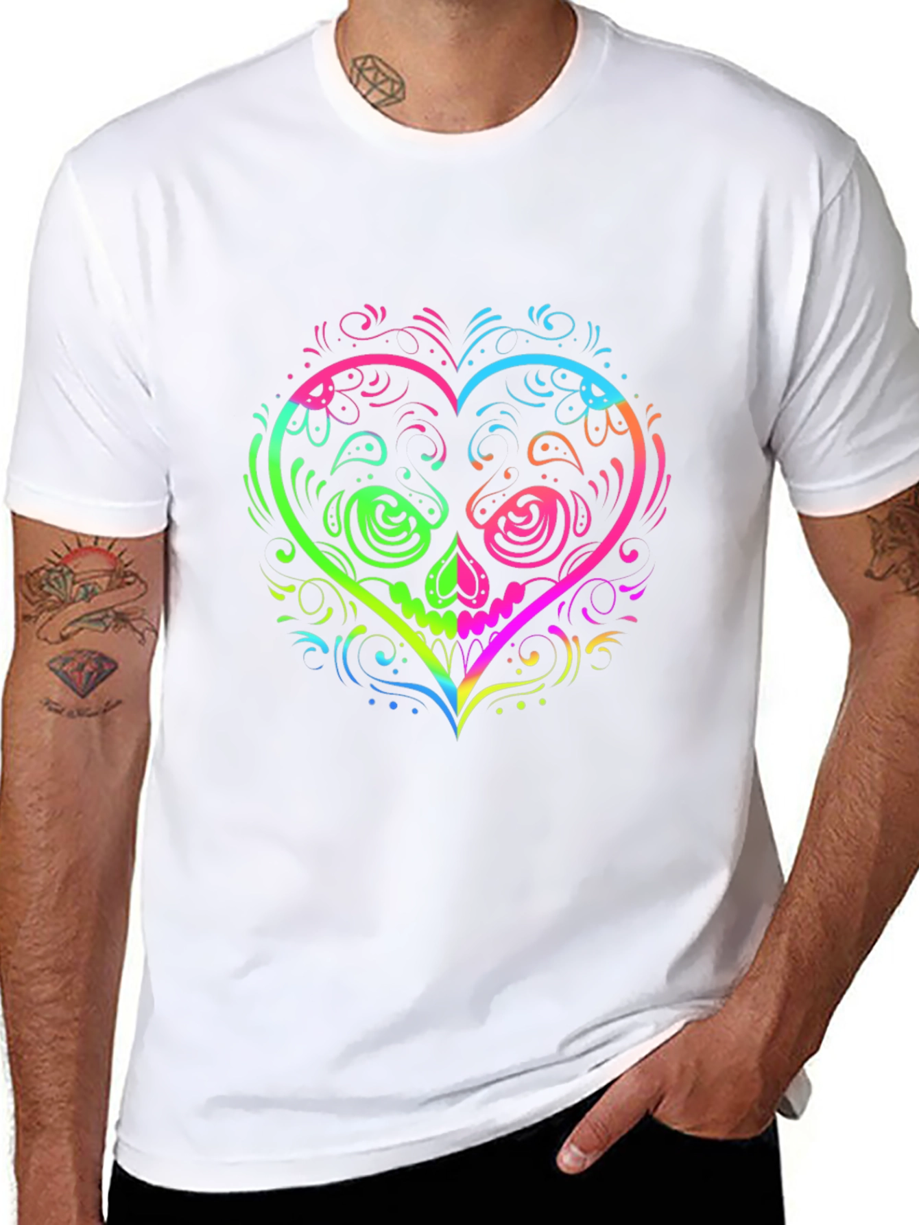 Sugar Skull Heart Graphic T-Shirt
