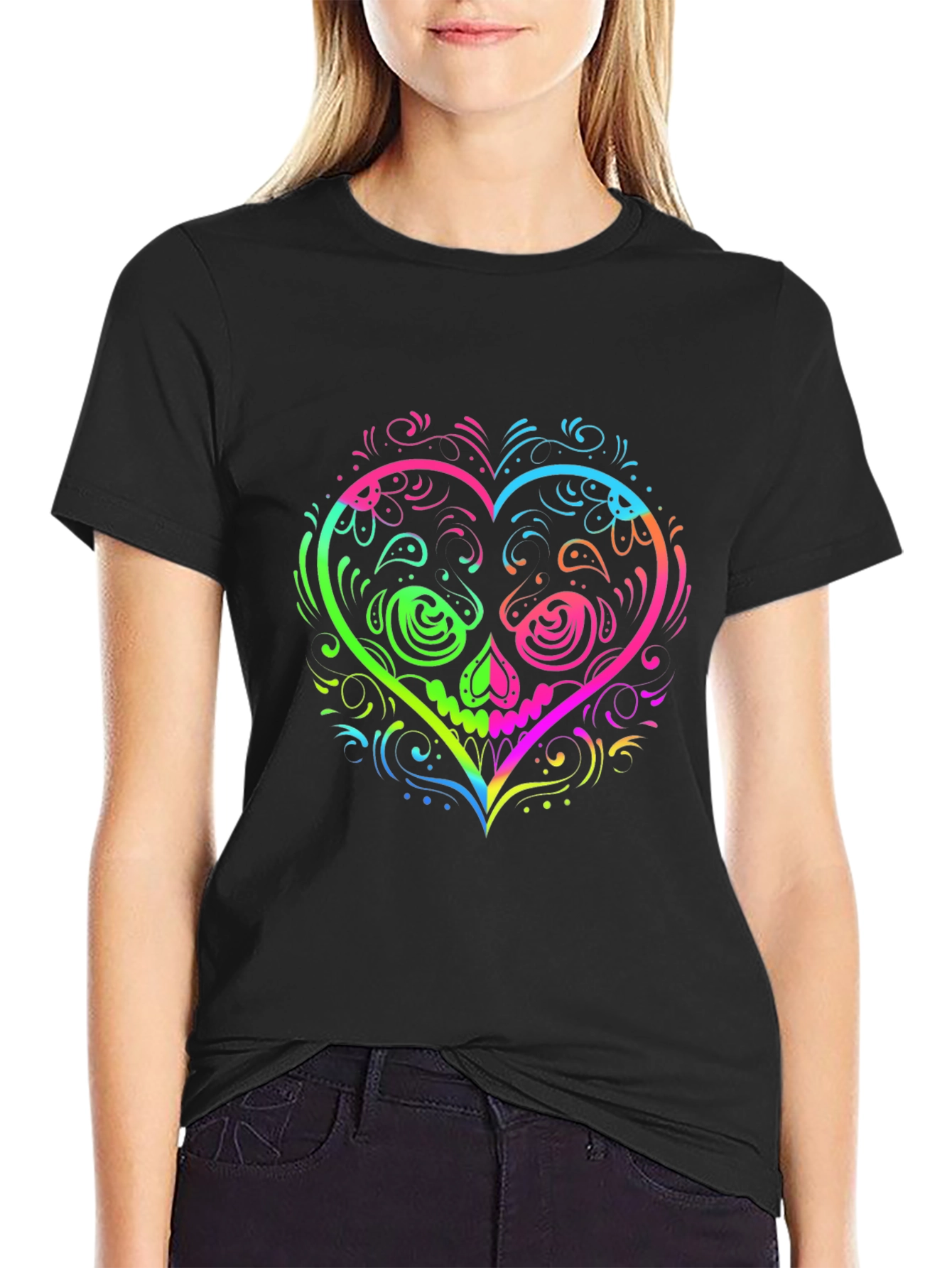 Sugar Skull Heart Graphic T-Shirt