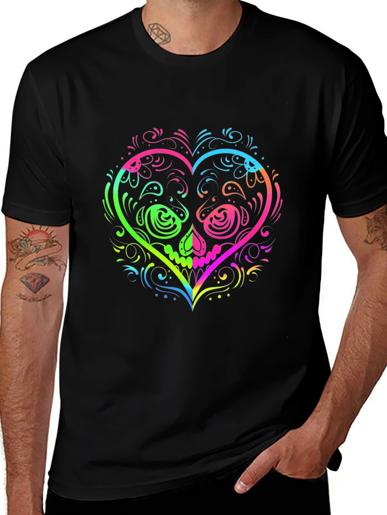 Sugar Skull Heart Graphic T-Shirt