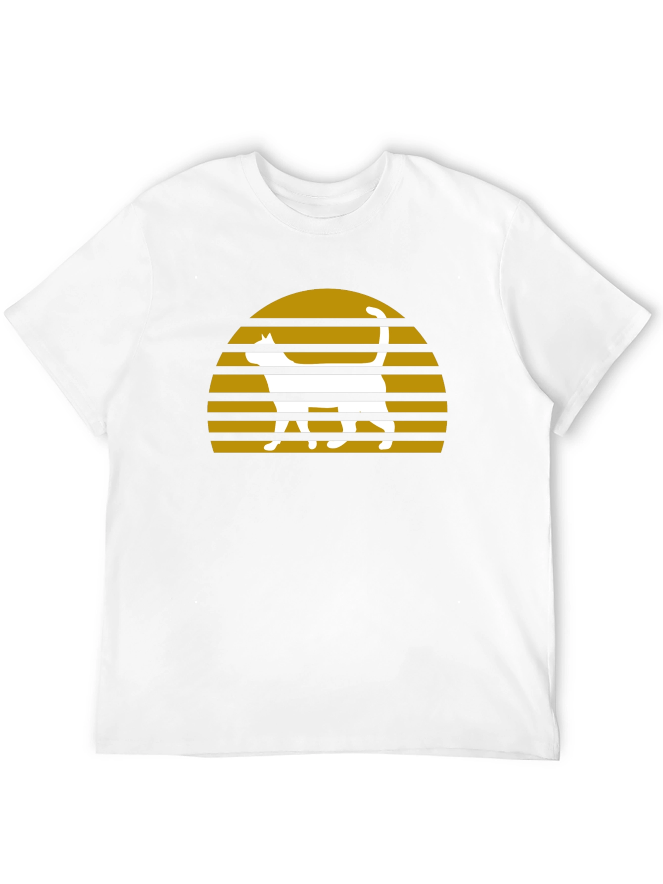 Retro Cat Sunset Graphic T-Shirt - Black