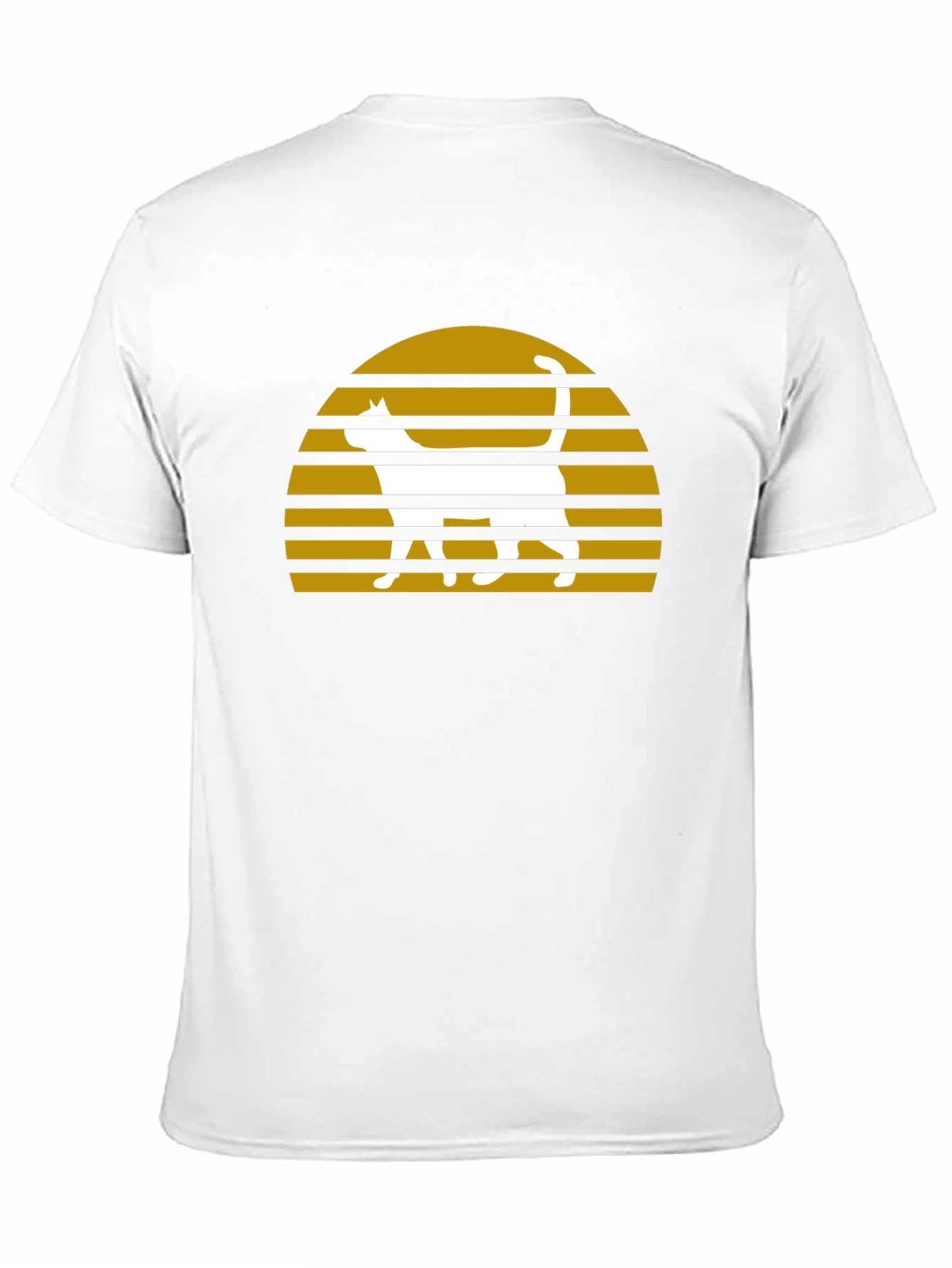 Retro Cat Sunset Graphic T-Shirt - Black