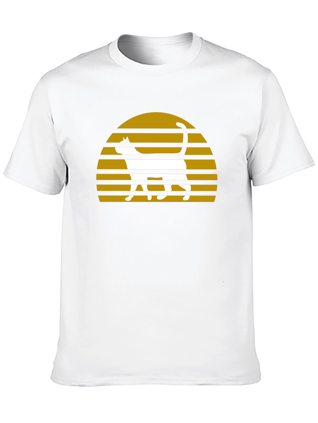 Retro Cat Sunset Graphic T-Shirt - Black